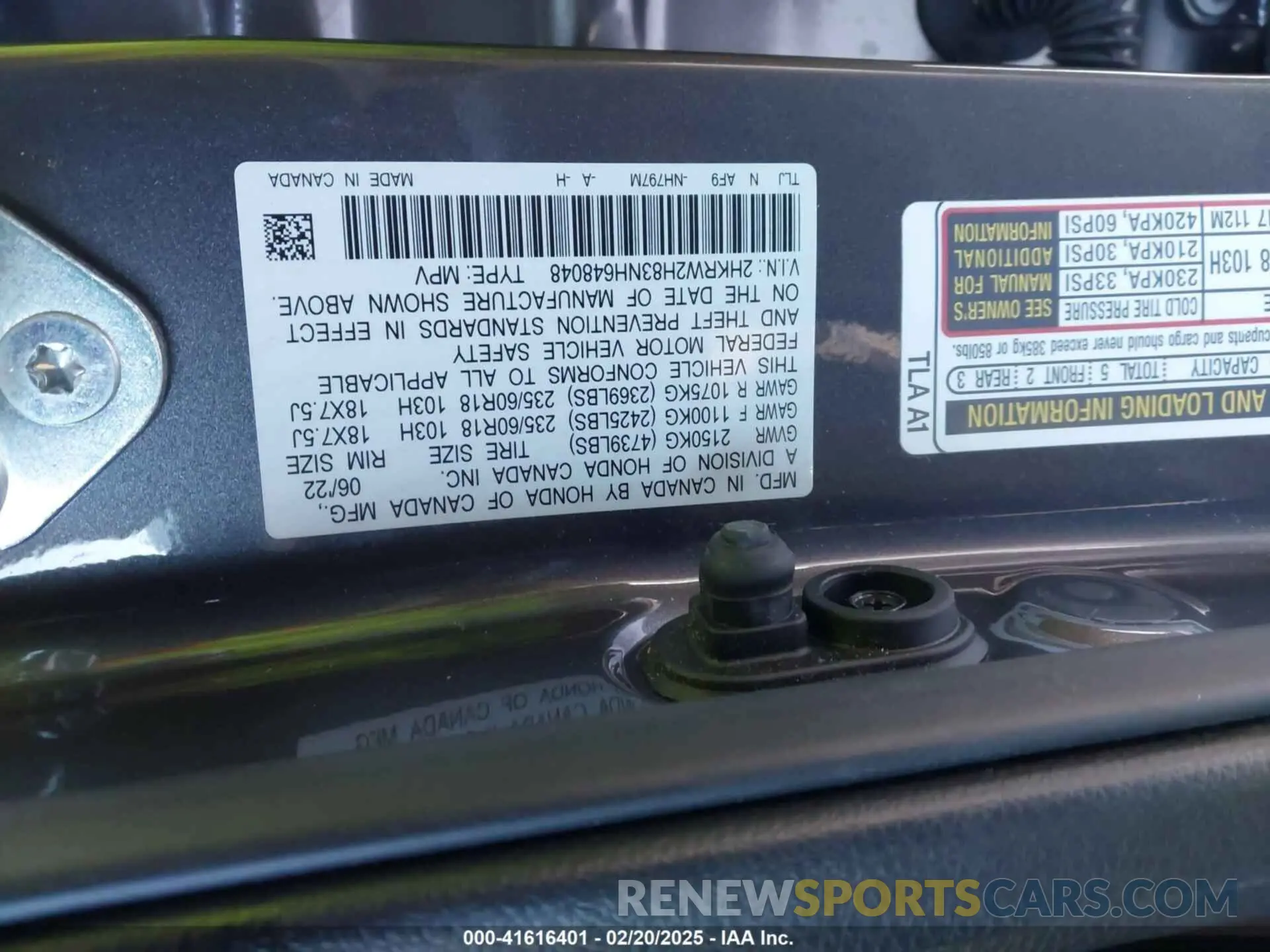 9 fotografías del automóvil dañado 2HKRW2H83NH648048 HONDA CR-V 2022