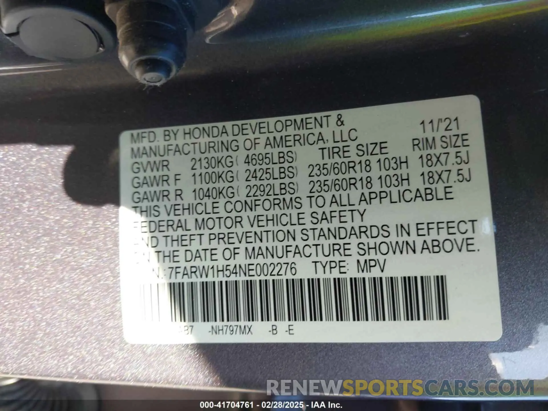 9 fotografías del automóvil dañado 7FARW1H54NE002276 HONDA CR-V 2022