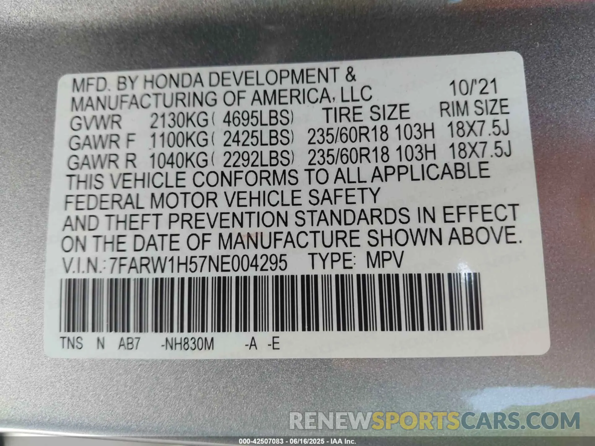 9 fotografías del automóvil dañado 7FARW1H57NE004295 HONDA CR-V 2022
