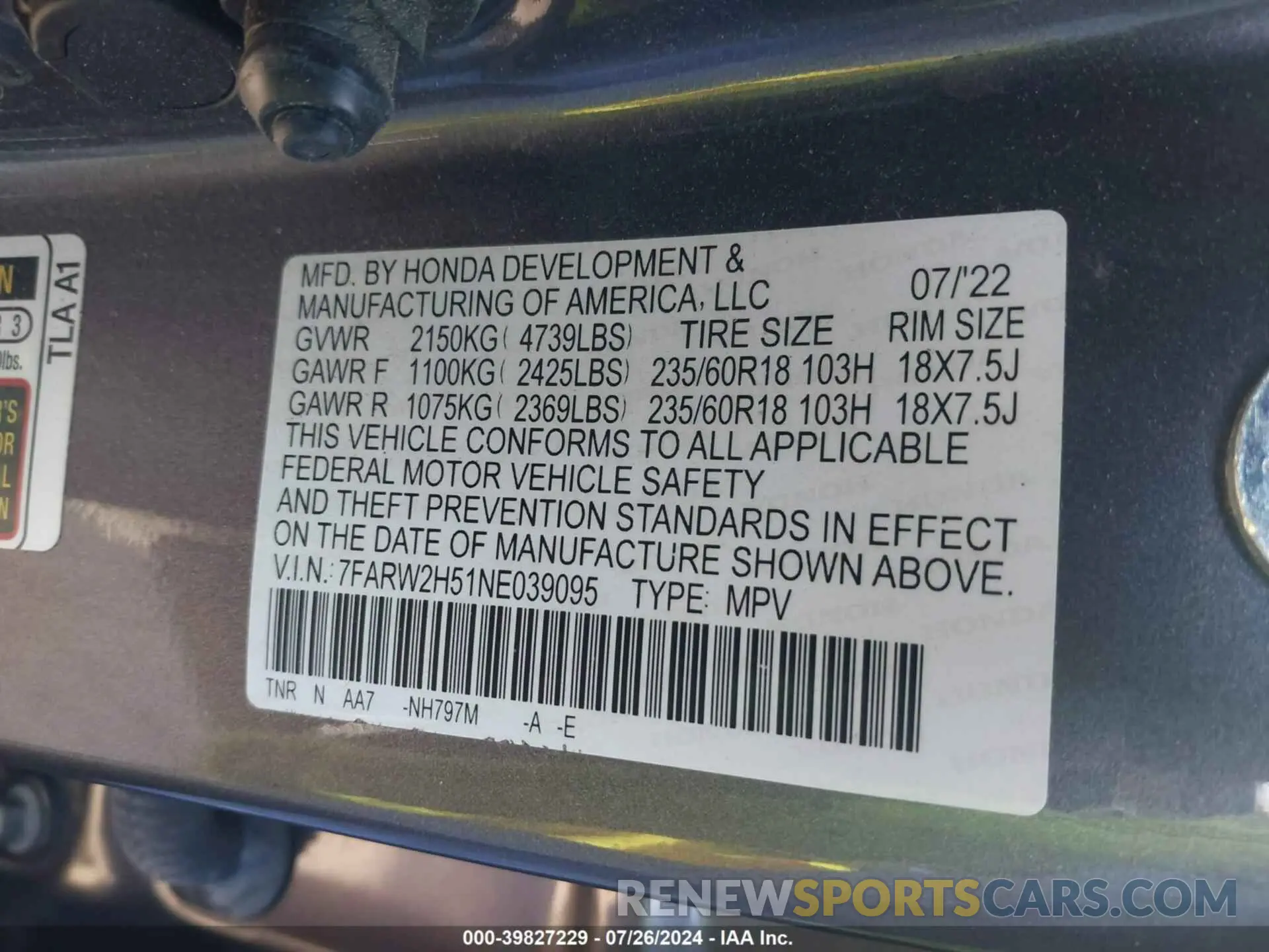 9 fotografías del automóvil dañado 7FARW2H51NE039095 HONDA CR-V 2022