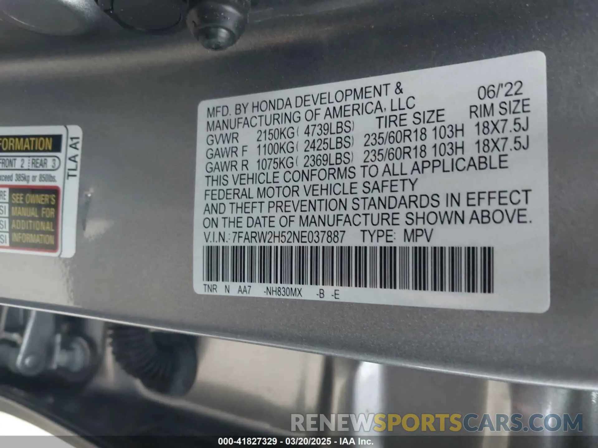 9 fotografías del automóvil dañado 7FARW2H52NE037887 HONDA CR-V 2022