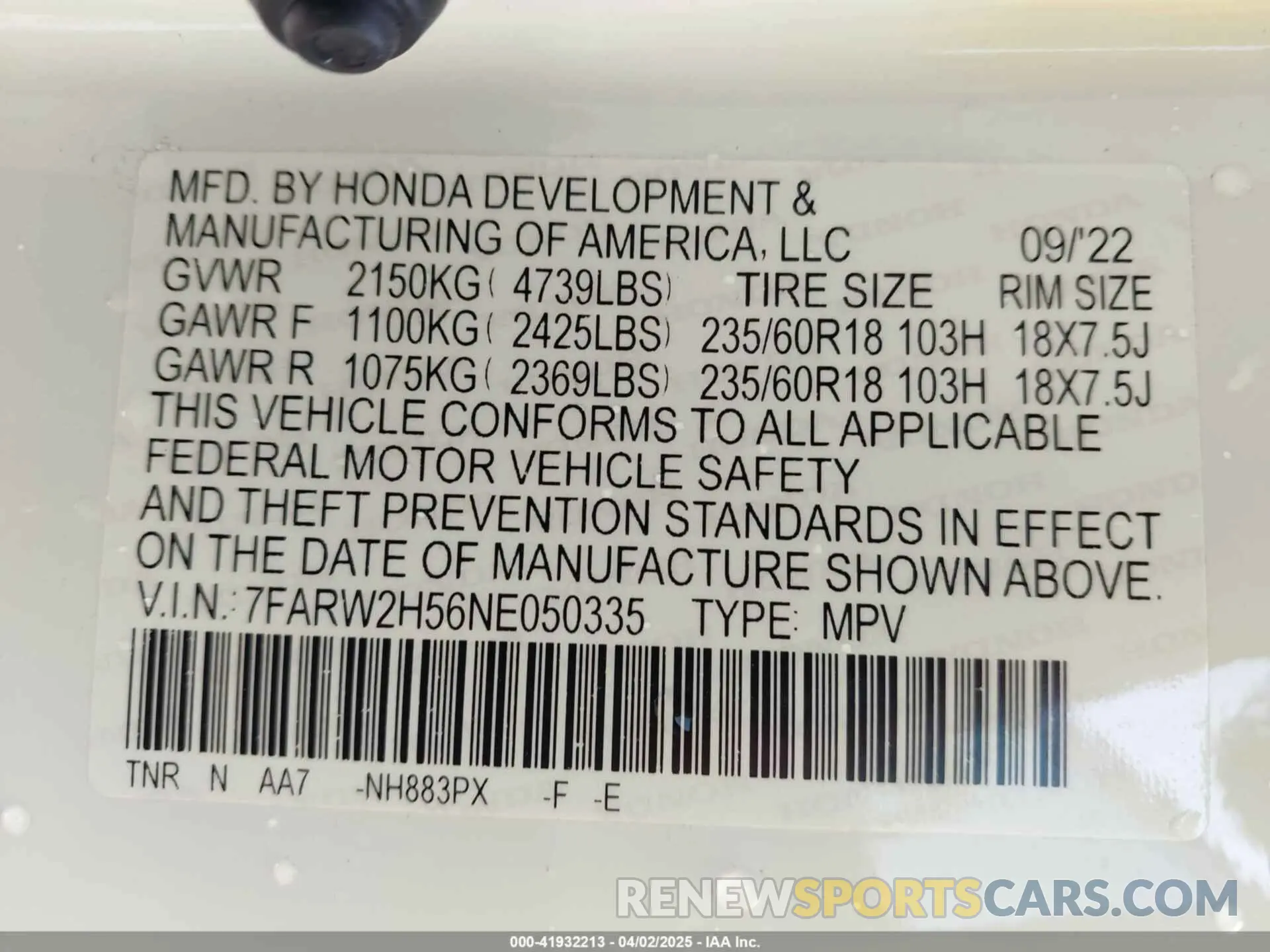9 fotografías del automóvil dañado 7FARW2H56NE050335 HONDA CR-V 2022
