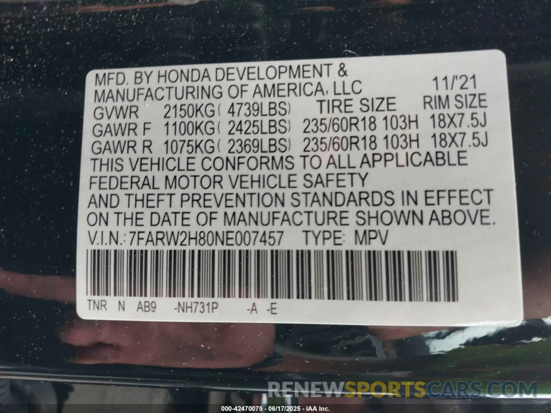 9 fotografías del automóvil dañado 7FARW2H80NE007457 HONDA CR-V 2022