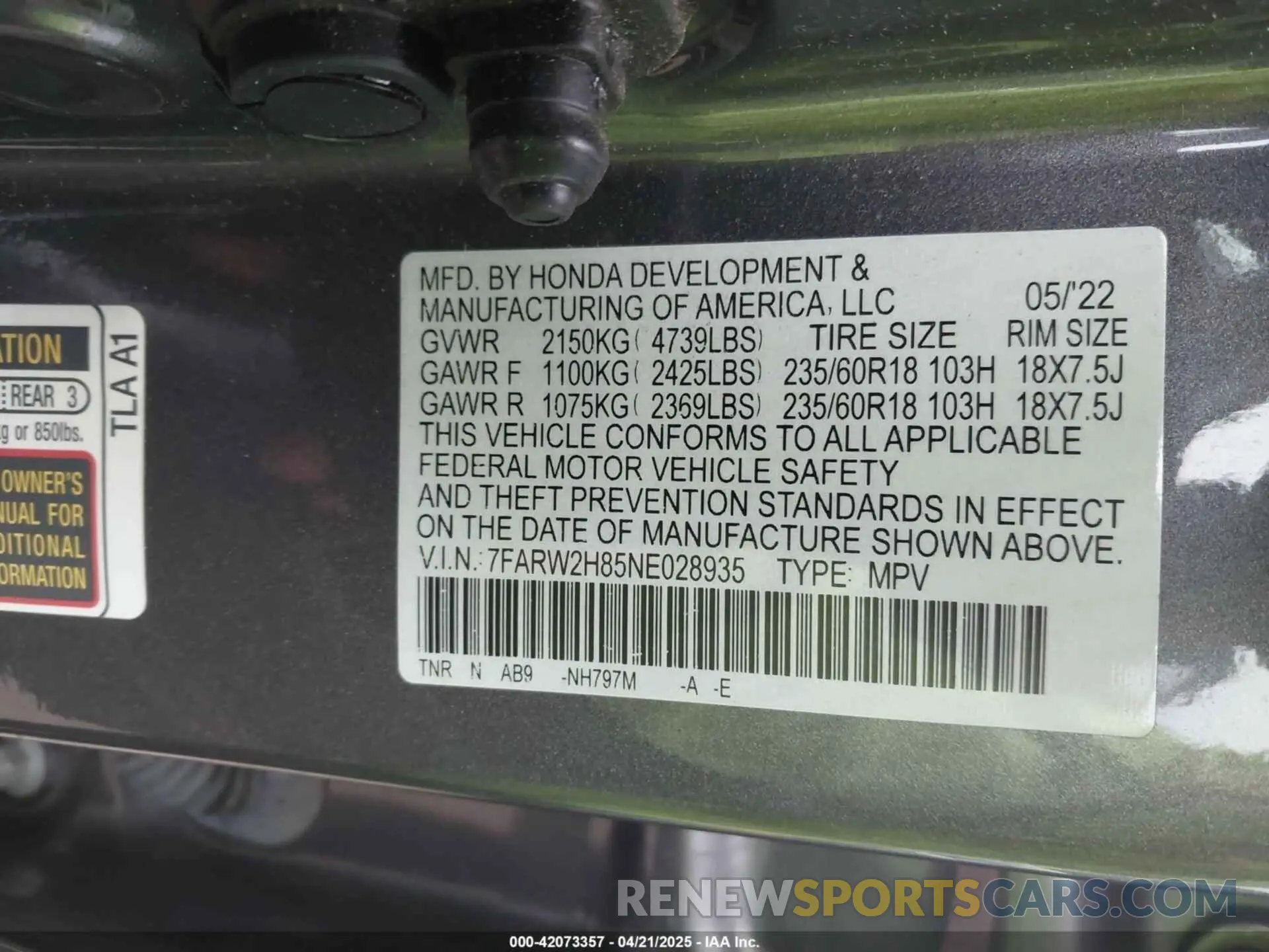 9 fotografías del automóvil dañado 7FARW2H85NE028935 HONDA CR-V 2022
