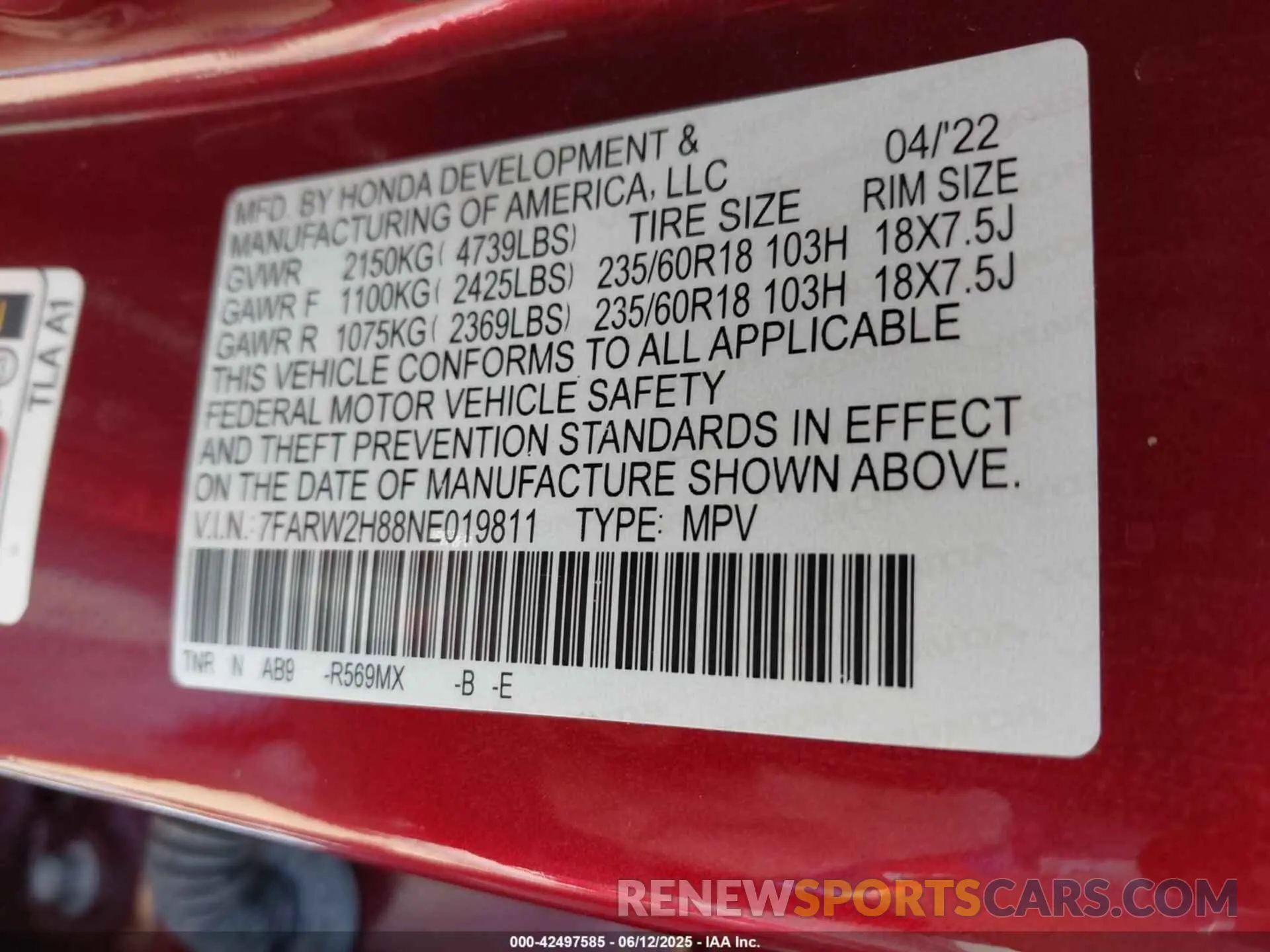 9 fotografías del automóvil dañado 7FARW2H88NE019811 HONDA CR-V 2022