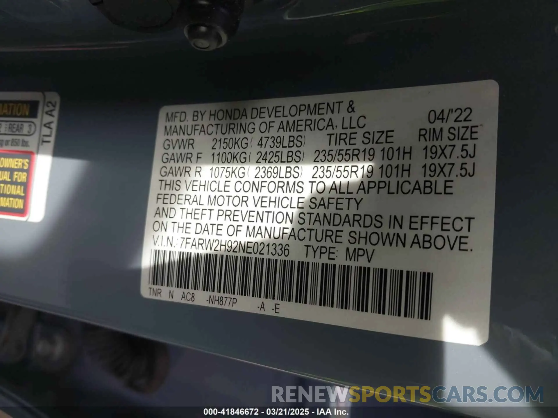 9 fotografías del automóvil dañado 7FARW2H92NE021336 HONDA CR-V 2022