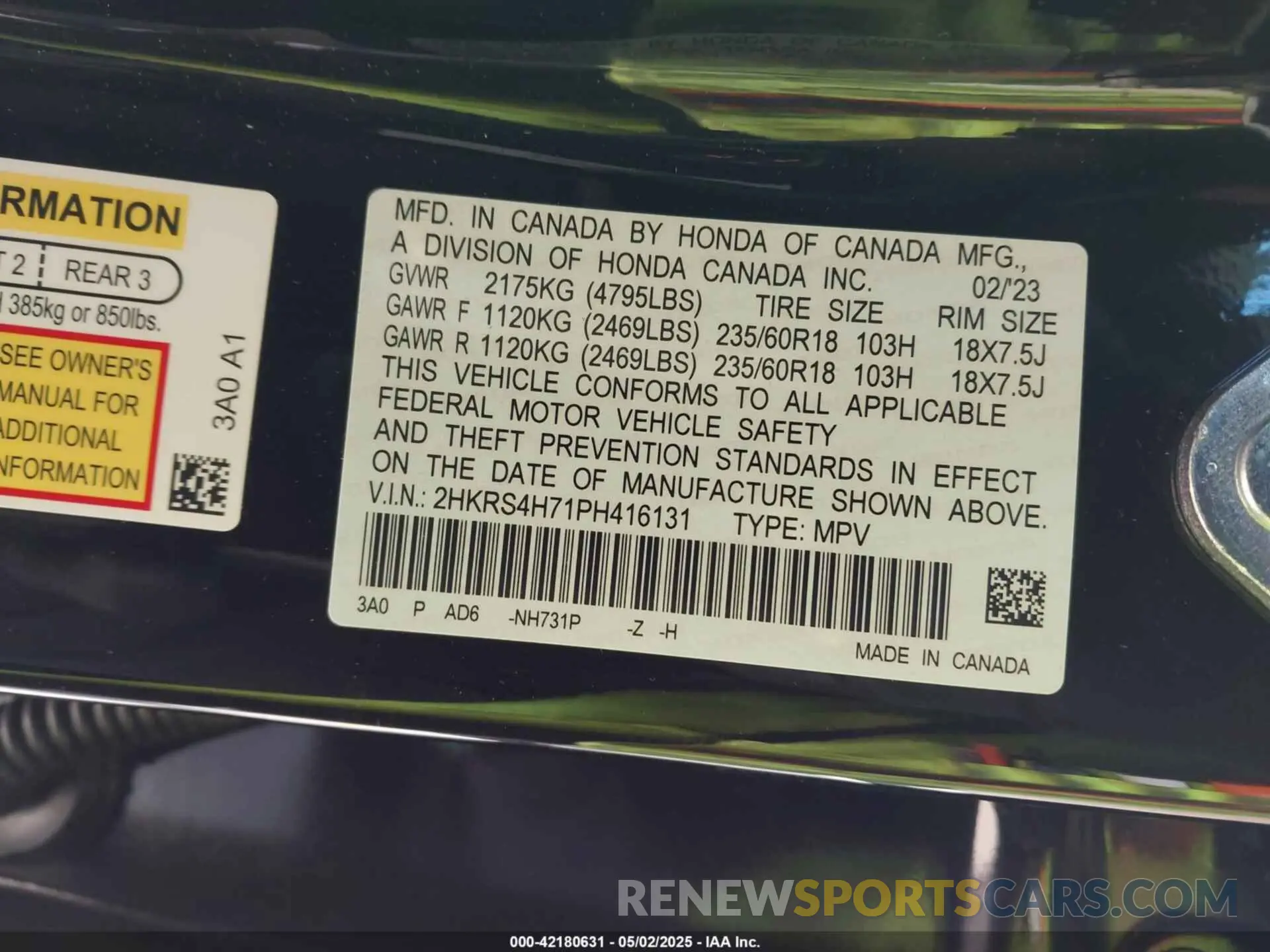 9 fotografías del automóvil dañado 2HKRS4H71PH416131 HONDA CR-V 2023