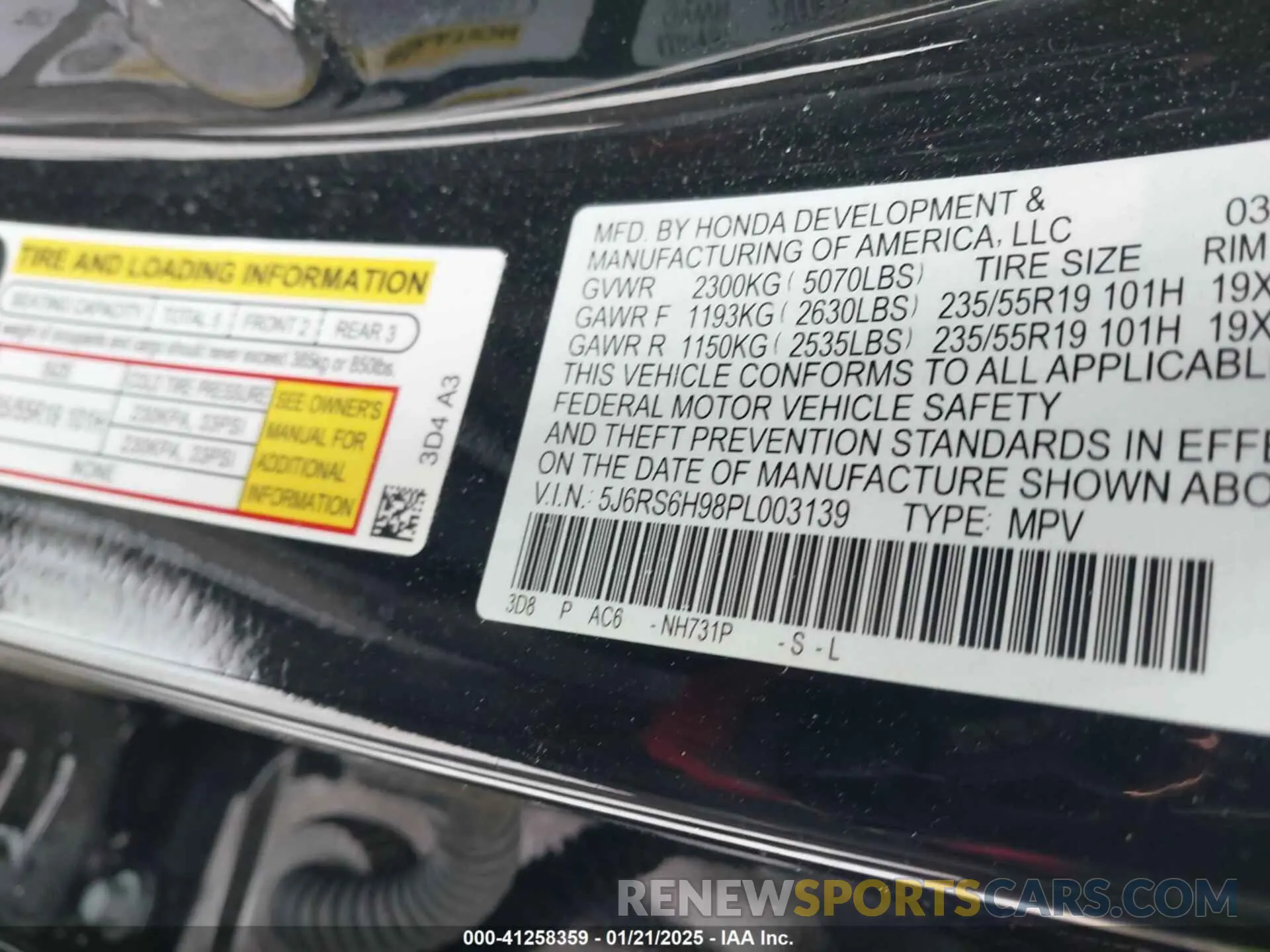 9 fotografías del automóvil dañado 5J6RS6H98PL003139 HONDA CR-V 2023