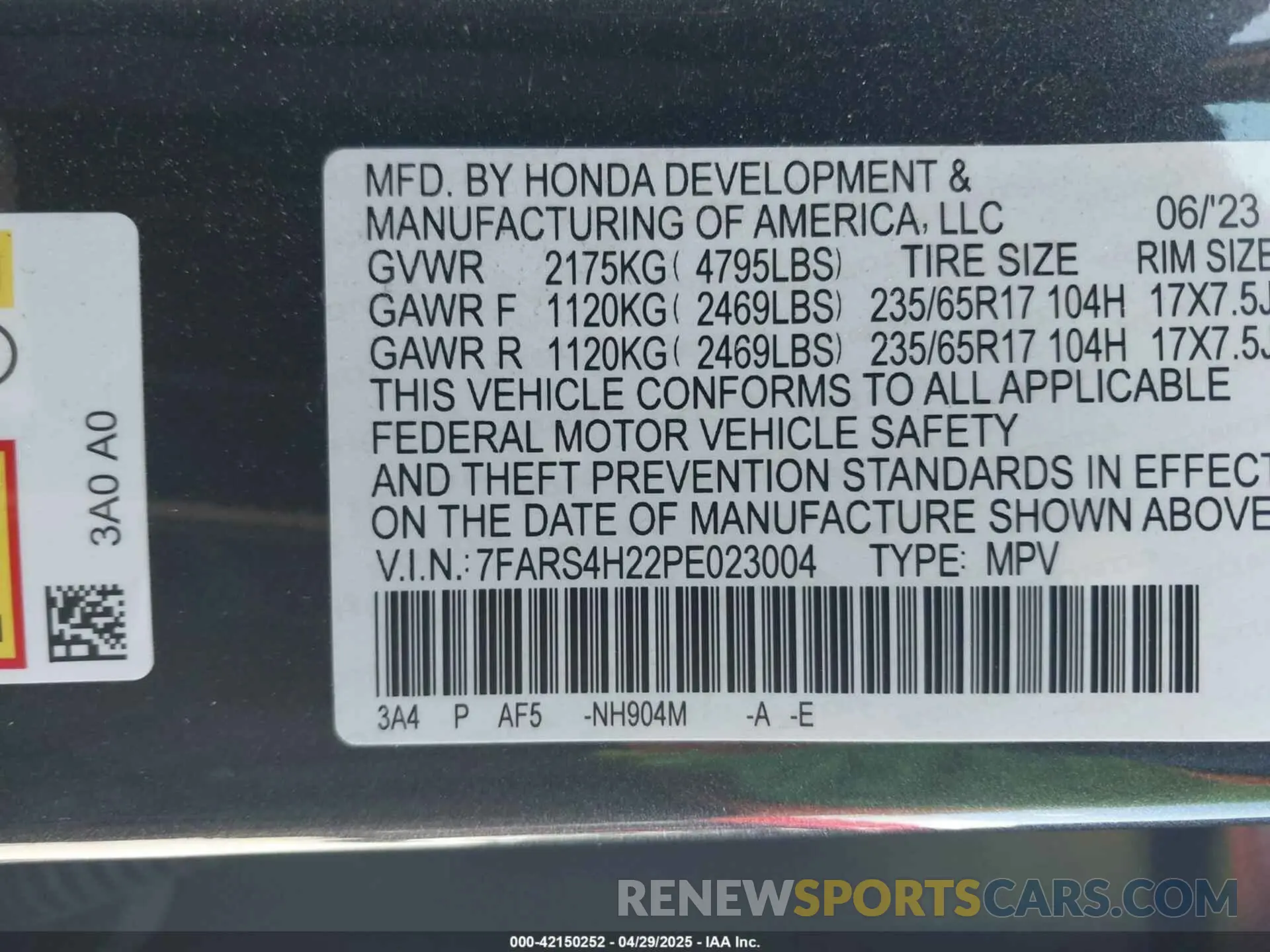 9 fotografías del automóvil dañado 7FARS4H22PE023004 HONDA CR-V 2023