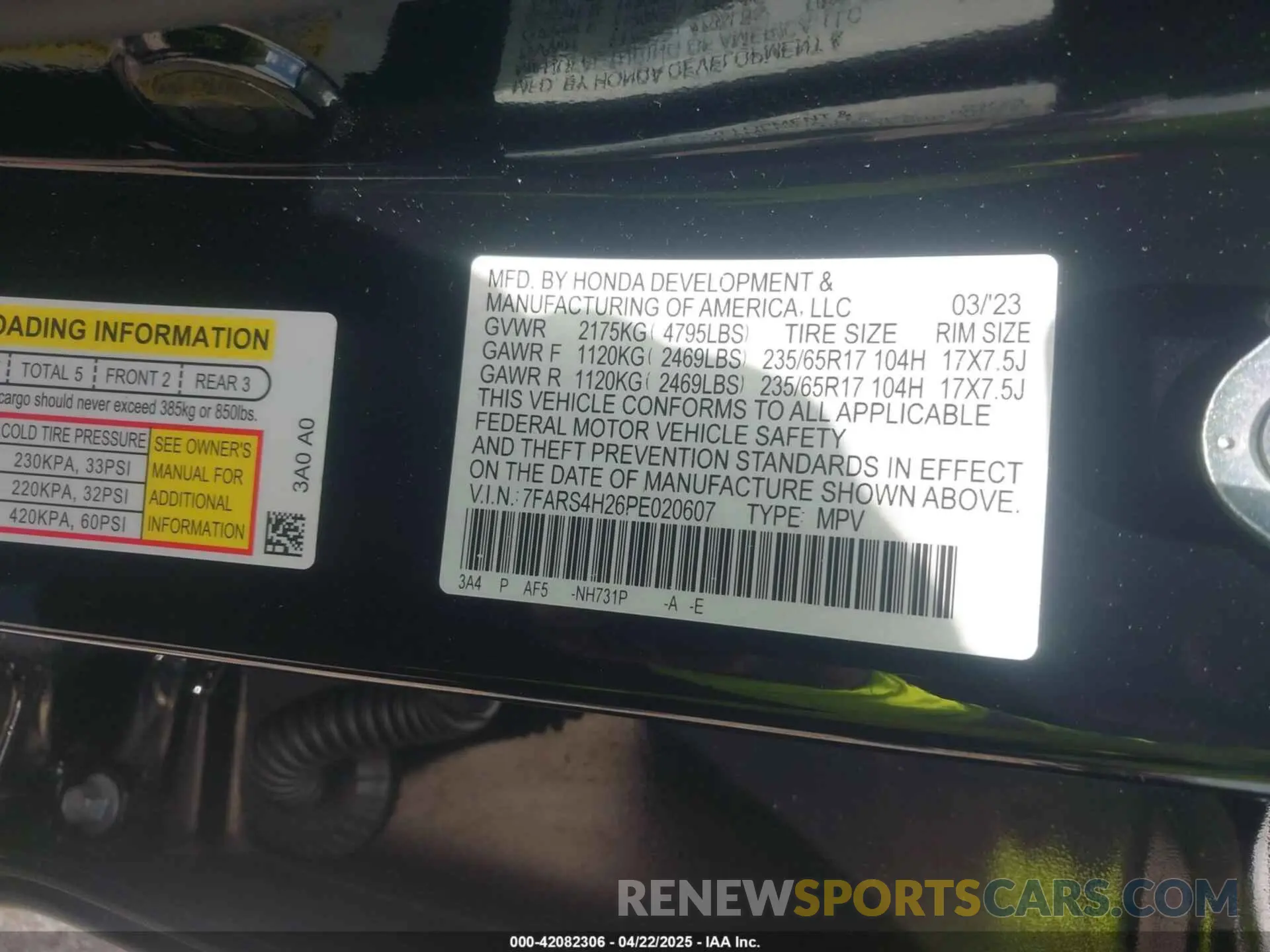 9 fotografías del automóvil dañado 7FARS4H26PE020607 HONDA CR-V 2023