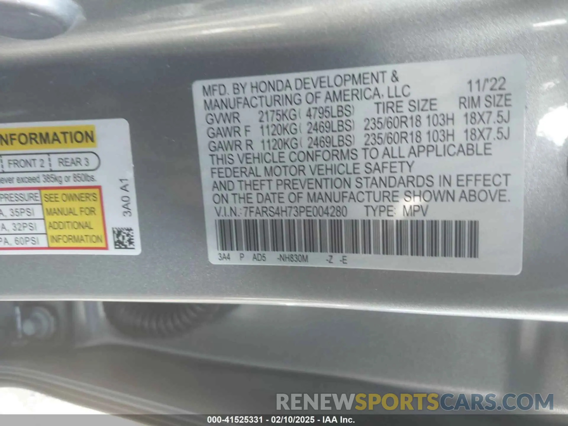 9 fotografías del automóvil dañado 7FARS4H73PE004280 HONDA CR-V 2023