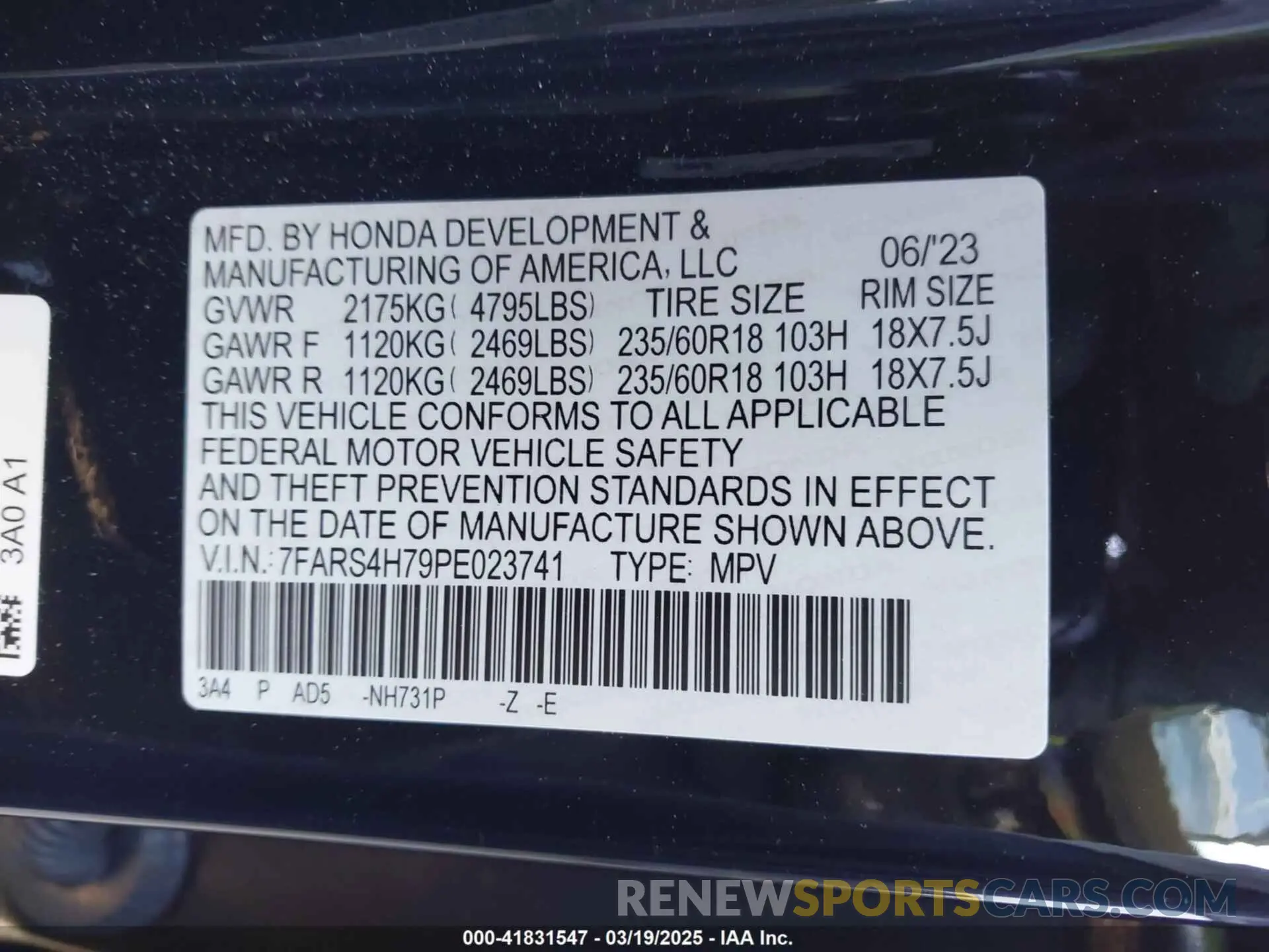 9 fotografías del automóvil dañado 7FARS4H79PE023741 HONDA CR-V 2023