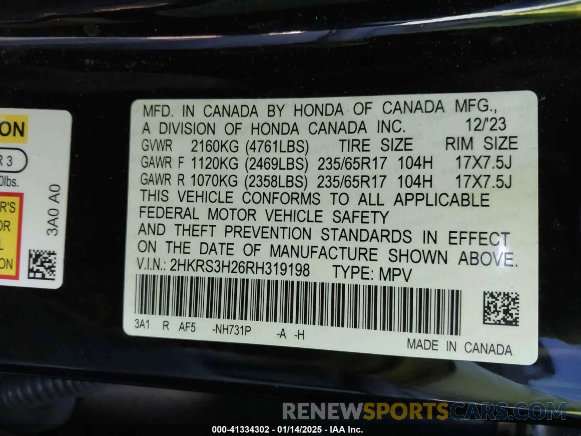 9 fotografías del automóvil dañado 2HKRS3H26RH319198 HONDA CR-V 2024