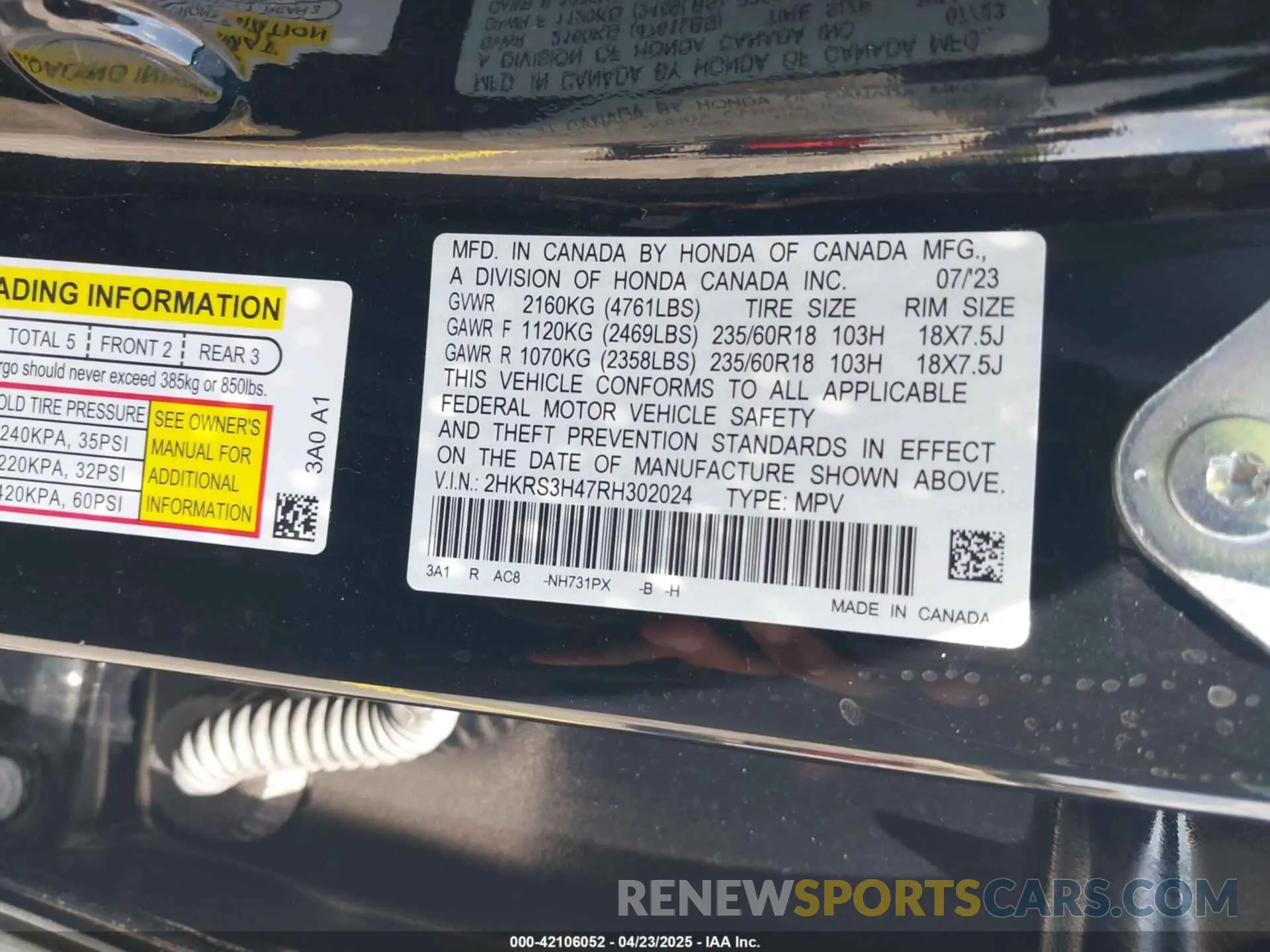 9 fotografías del automóvil dañado 2HKRS3H47RH302024 HONDA CR-V 2024