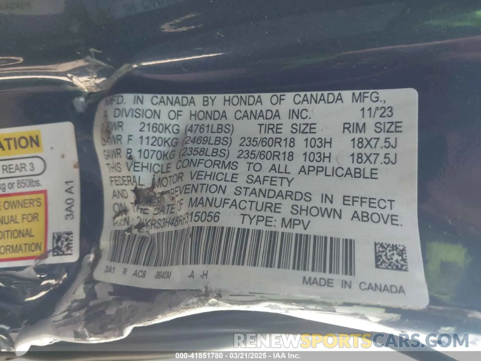 9 fotografías del automóvil dañado 2HKRS3H48RH315056 HONDA CR-V 2024