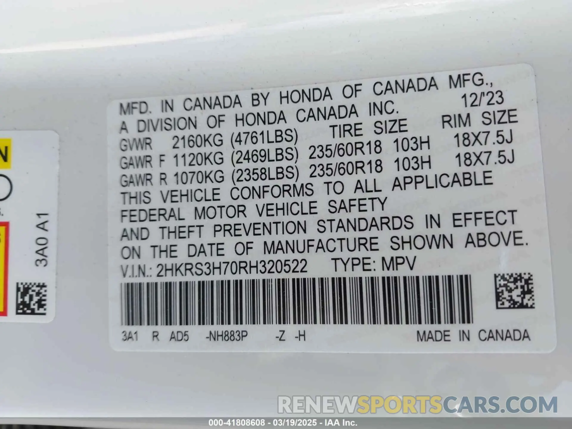 9 fotografías del automóvil dañado 2HKRS3H70RH320522 HONDA CR-V 2024