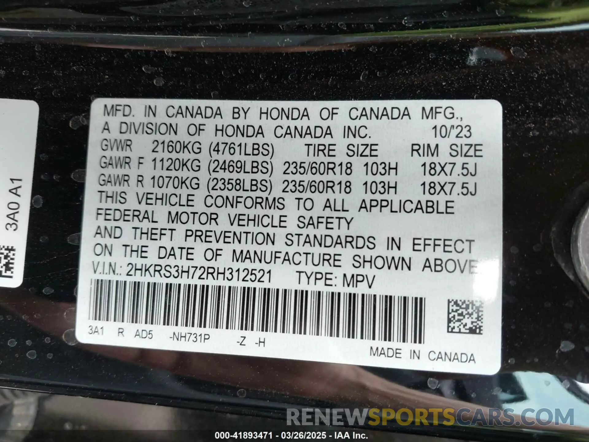9 fotografías del automóvil dañado 2HKRS3H72RH312521 HONDA CR-V 2024