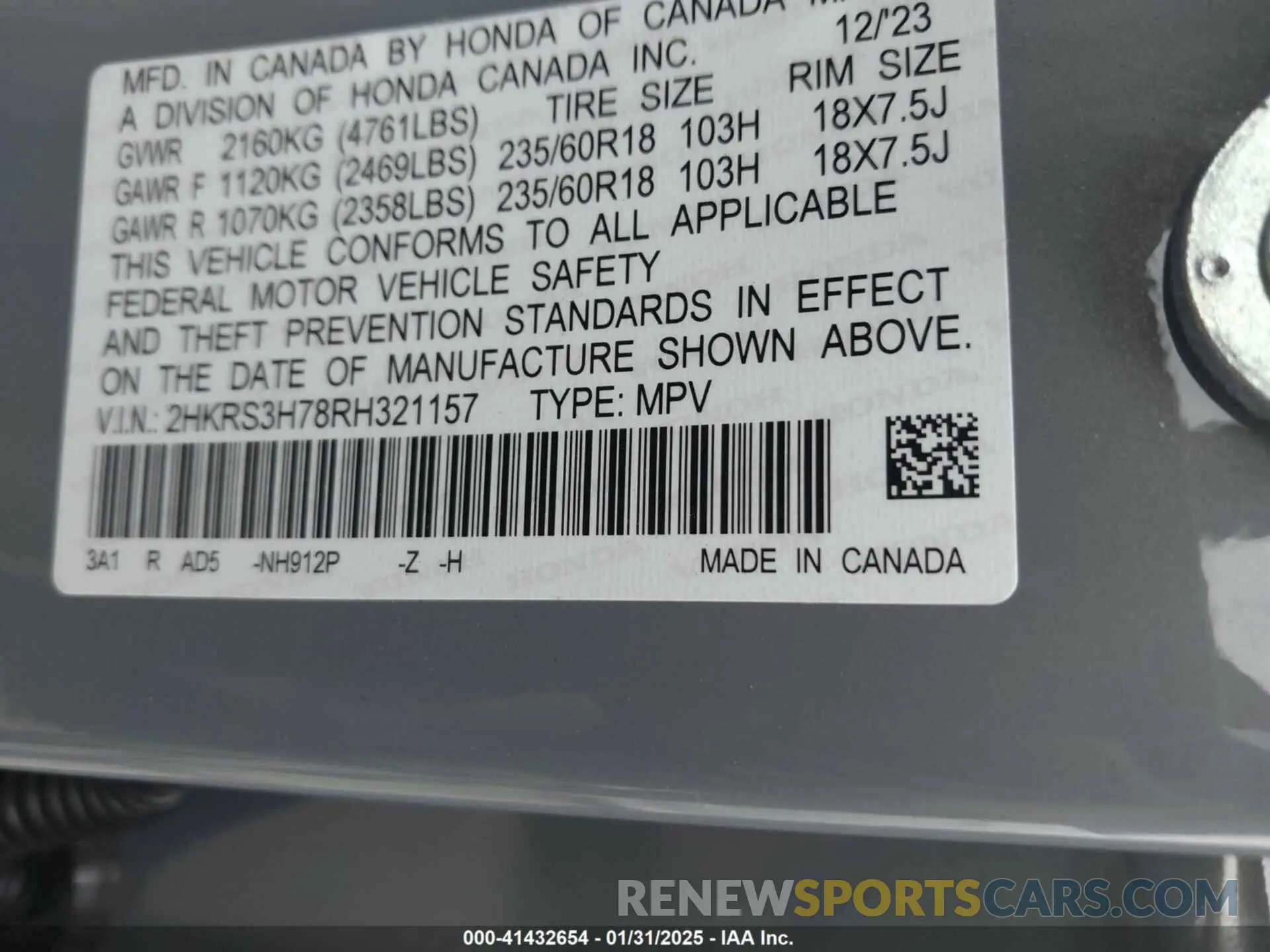 9 fotografías del automóvil dañado 2HKRS3H78RH321157 HONDA CR-V 2024