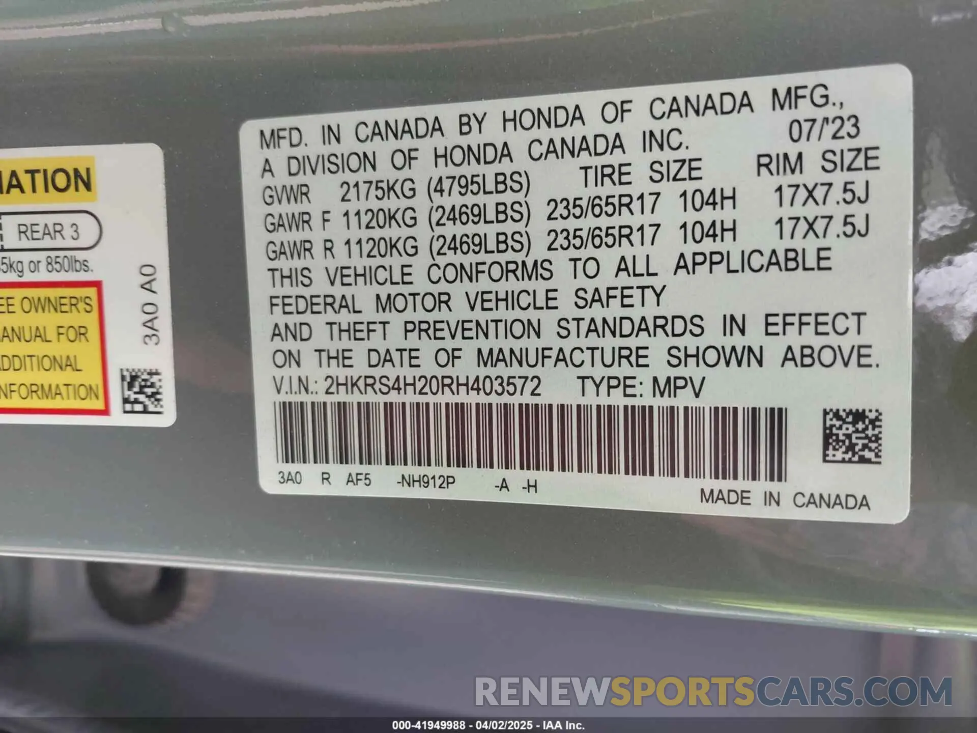 9 fotografías del automóvil dañado 2HKRS4H20RH403572 HONDA CR-V 2024