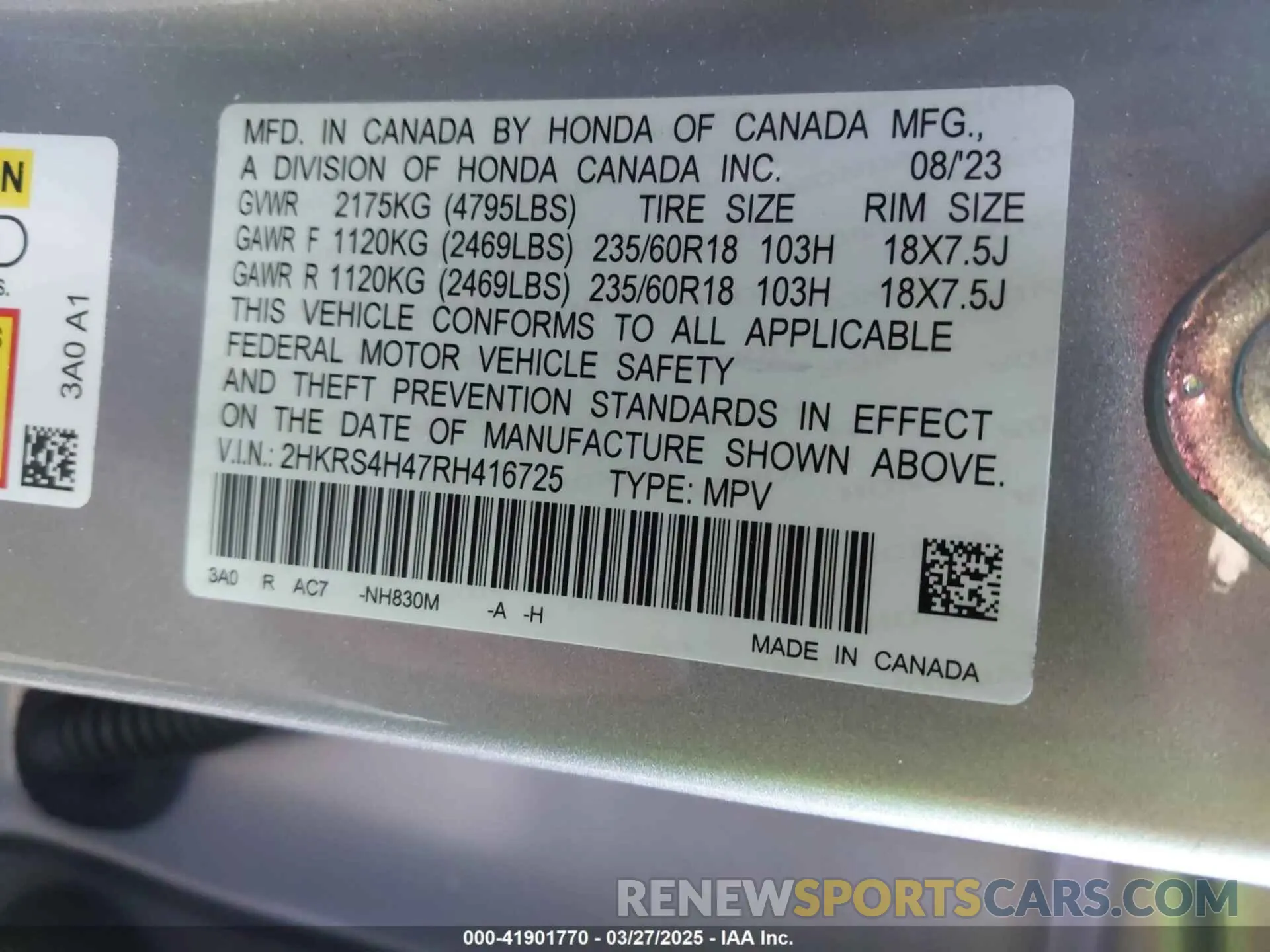 9 fotografías del automóvil dañado 2HKRS4H47RH416725 HONDA CR-V 2024