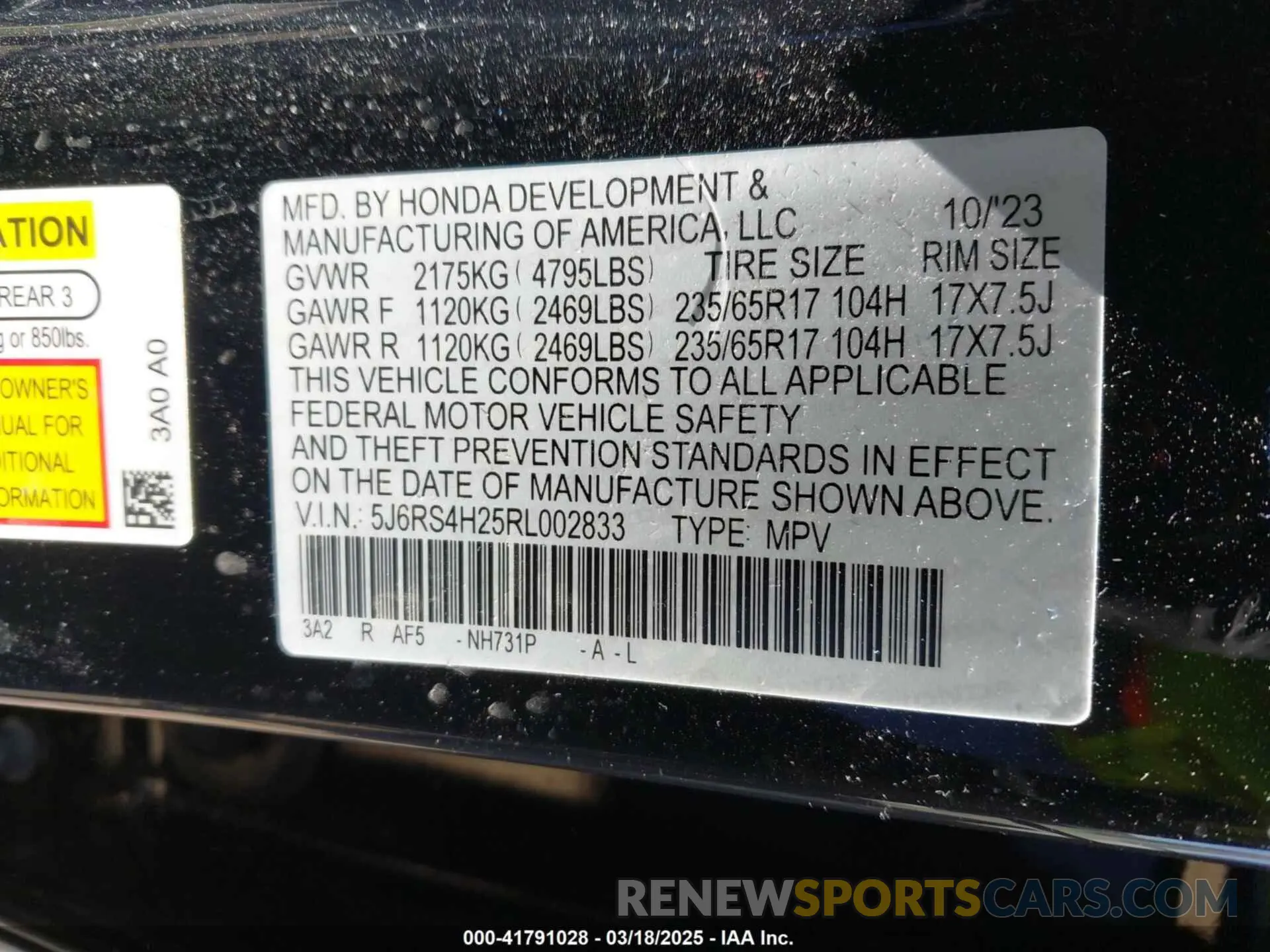 9 fotografías del automóvil dañado 5J6RS4H25RL002833 HONDA CR-V 2024