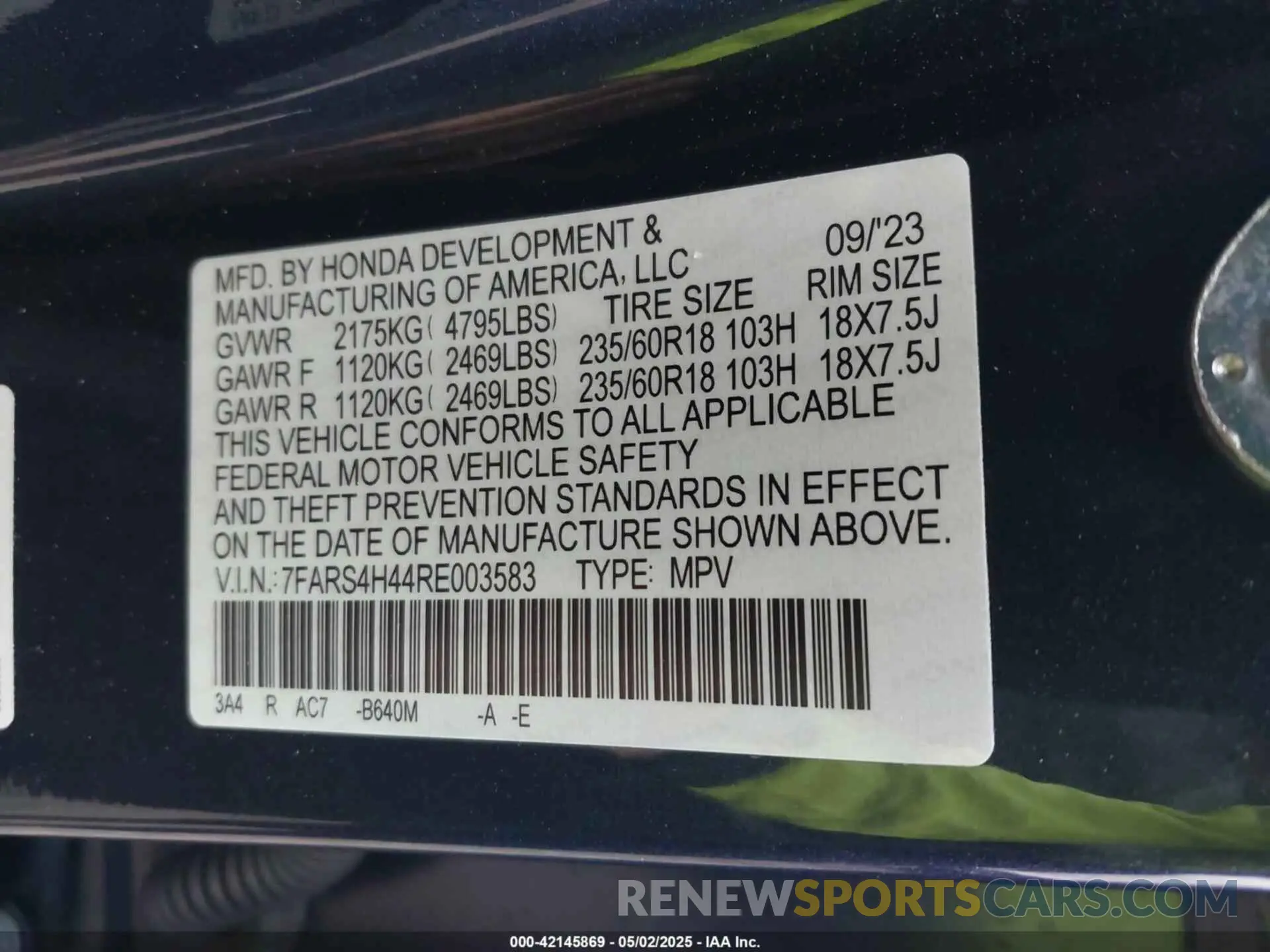 9 fotografías del automóvil dañado 7FARS4H44RE003583 HONDA CR-V 2024