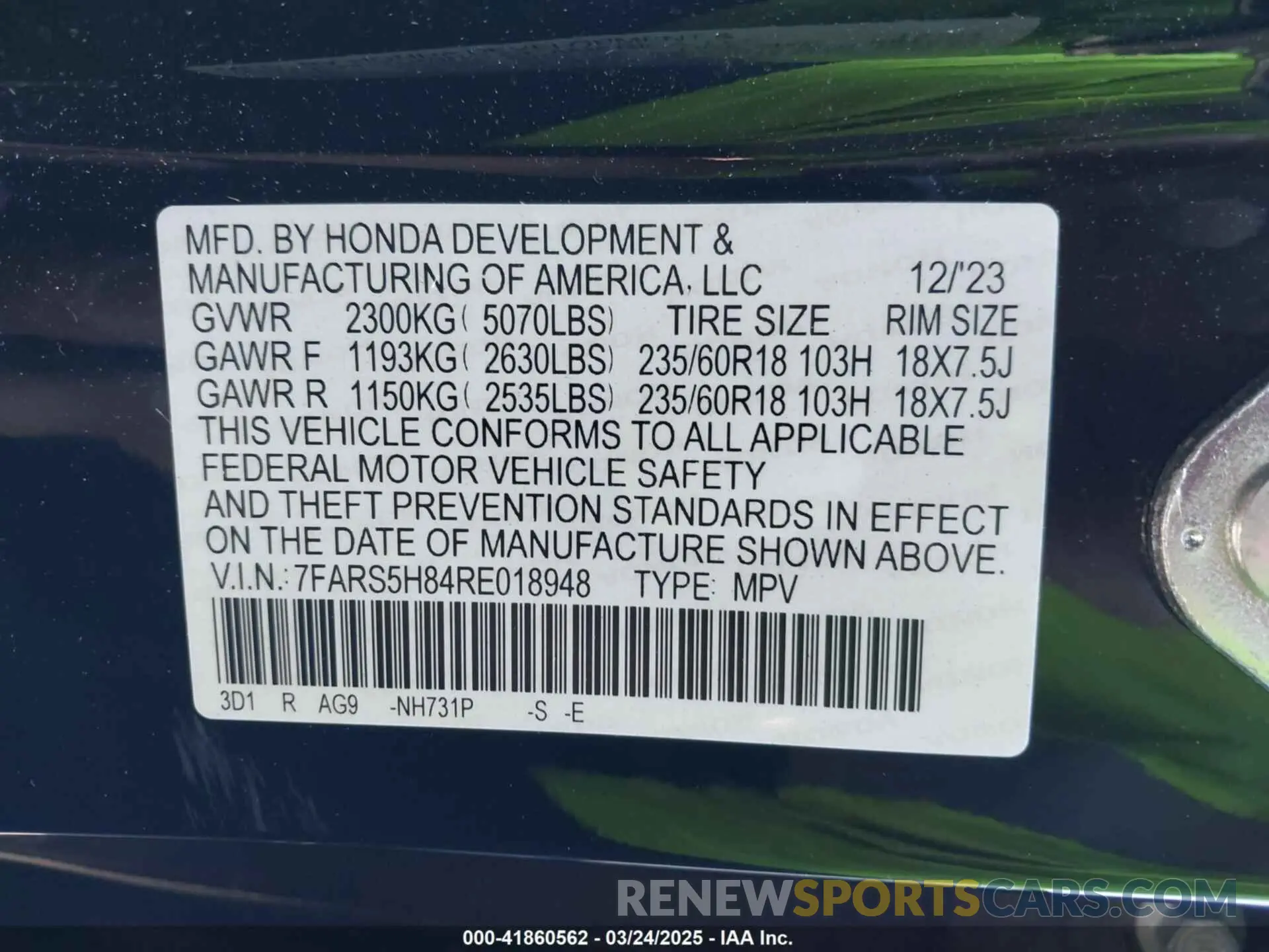 9 fotografías del automóvil dañado 7FARS5H84RE018948 HONDA CR-V 2024