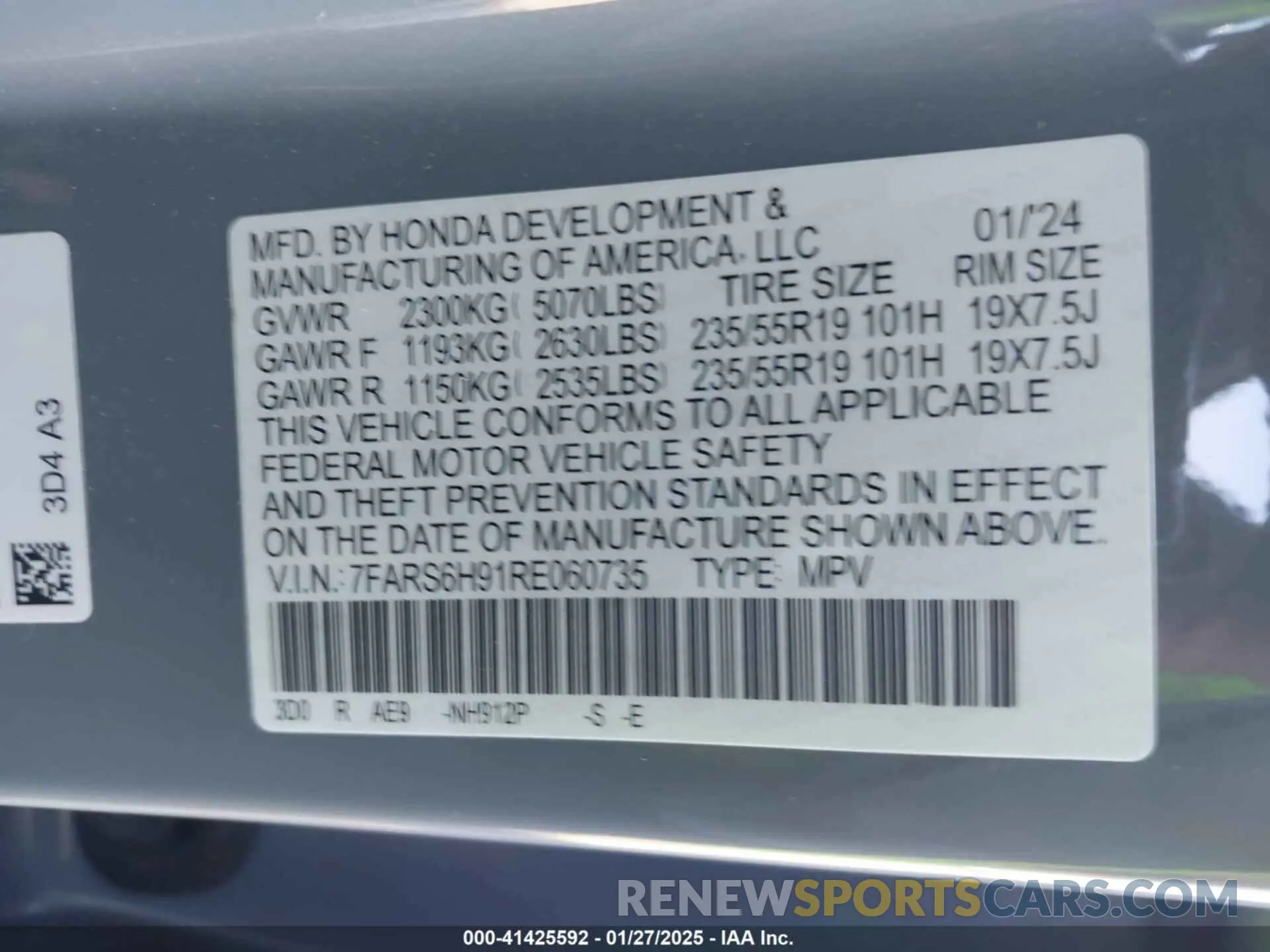 9 fotografías del automóvil dañado 7FARS6H91RE060735 HONDA CR-V 2024