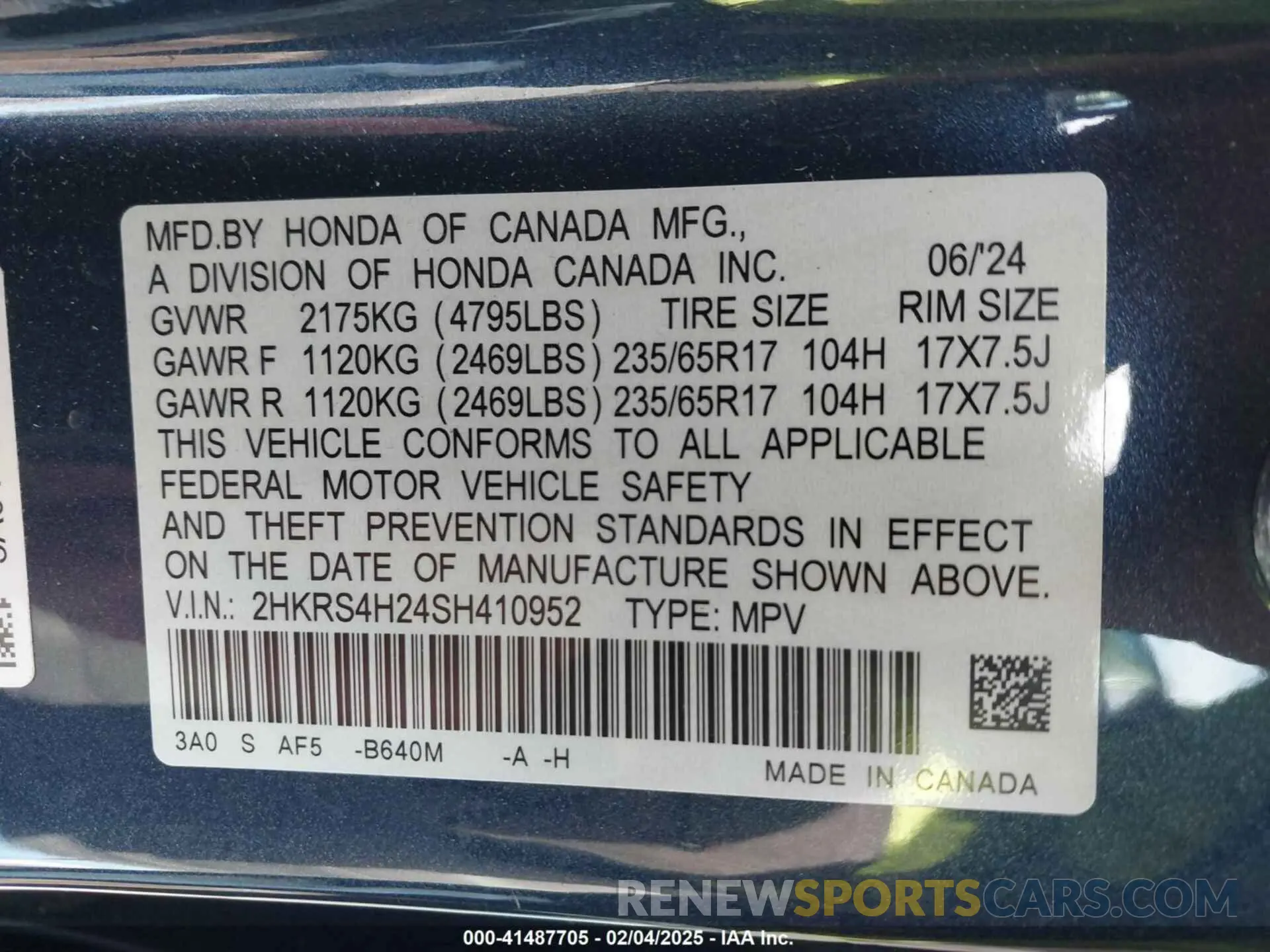 9 fotografías del automóvil dañado 2HKRS4H24SH410952 HONDA CR-V 2025