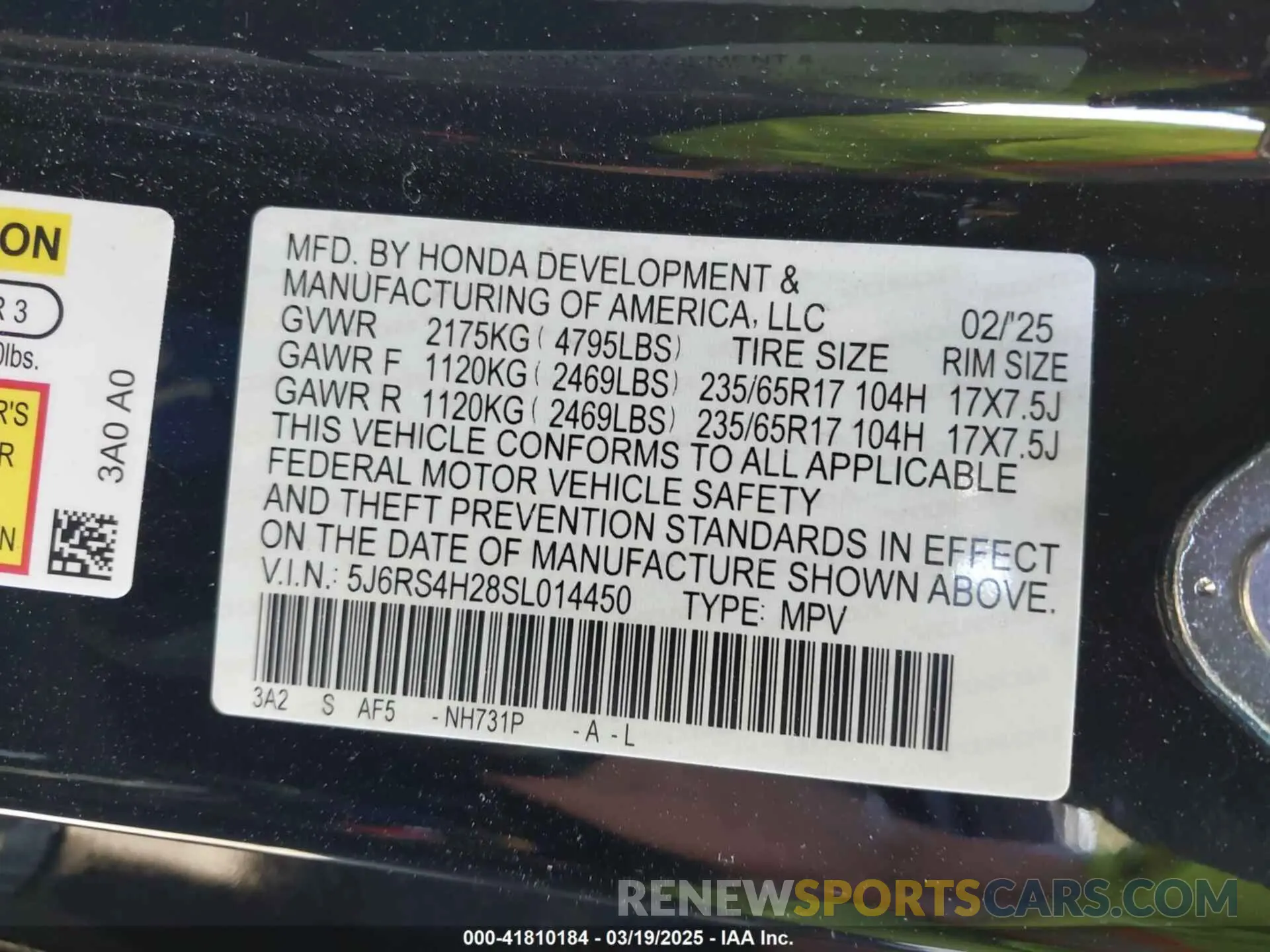 9 fotografías del automóvil dañado 5J6RS4H28SL014450 HONDA CR-V 2025