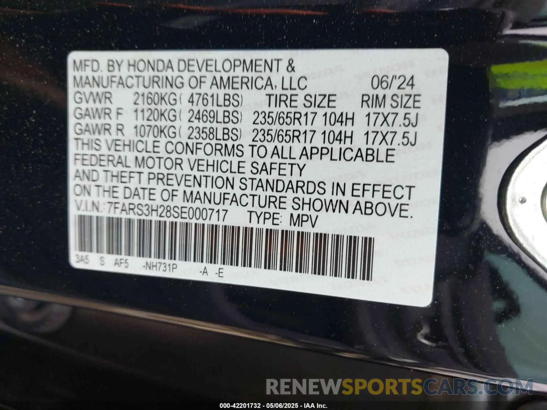 9 fotografías del automóvil dañado 7FARS3H28SE000717 HONDA CR-V 2025