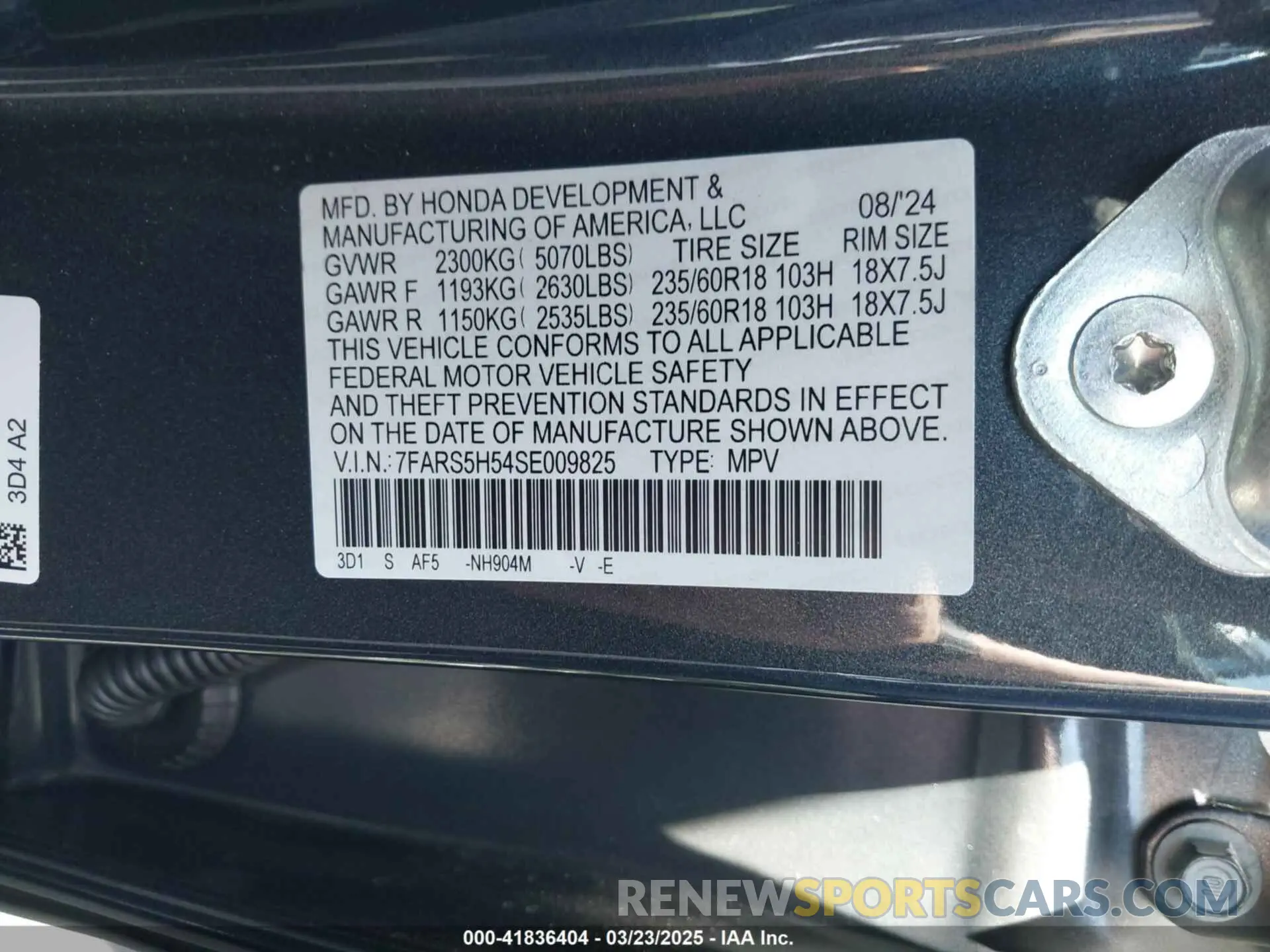 9 fotografías del automóvil dañado 7FARS5H54SE009825 HONDA CR-V 2025