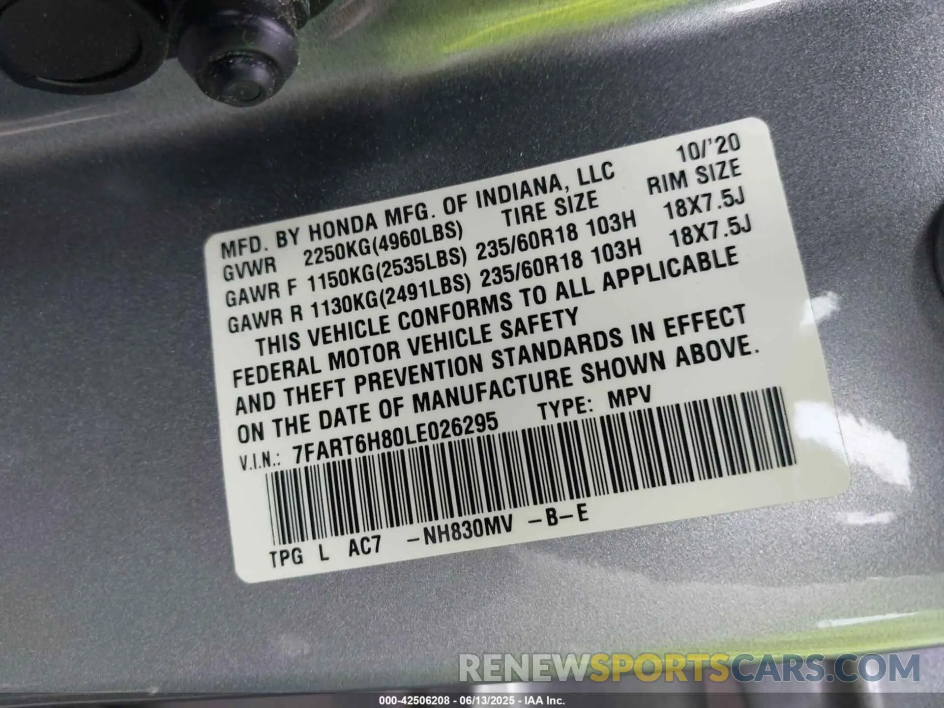 9 fotografías del automóvil dañado 7FART6H80LE026295 HONDA CR-V HYBRID 2020