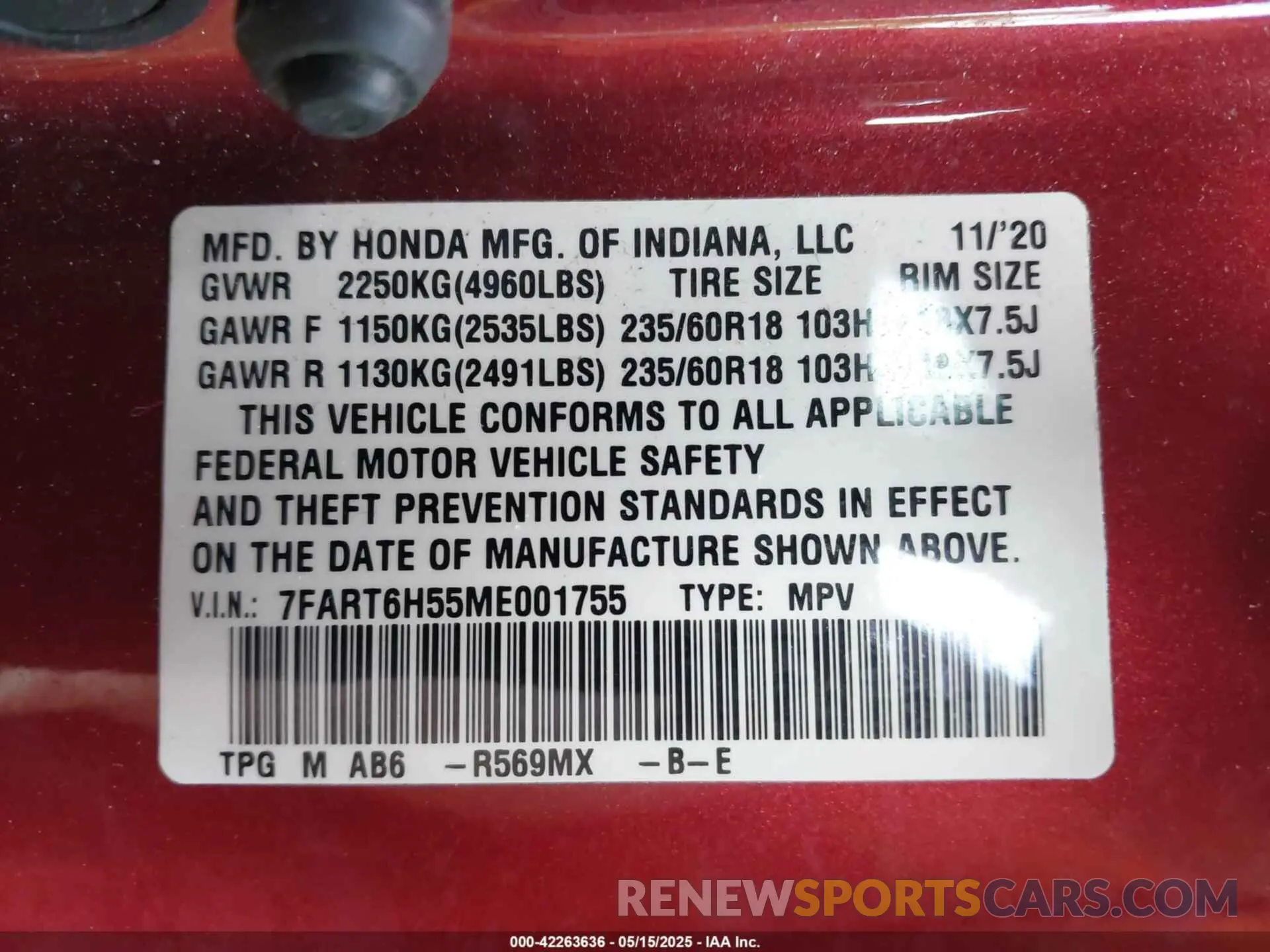 9 fotografías del automóvil dañado 7FART6H55ME001755 HONDA CR-V HYBRID 2021