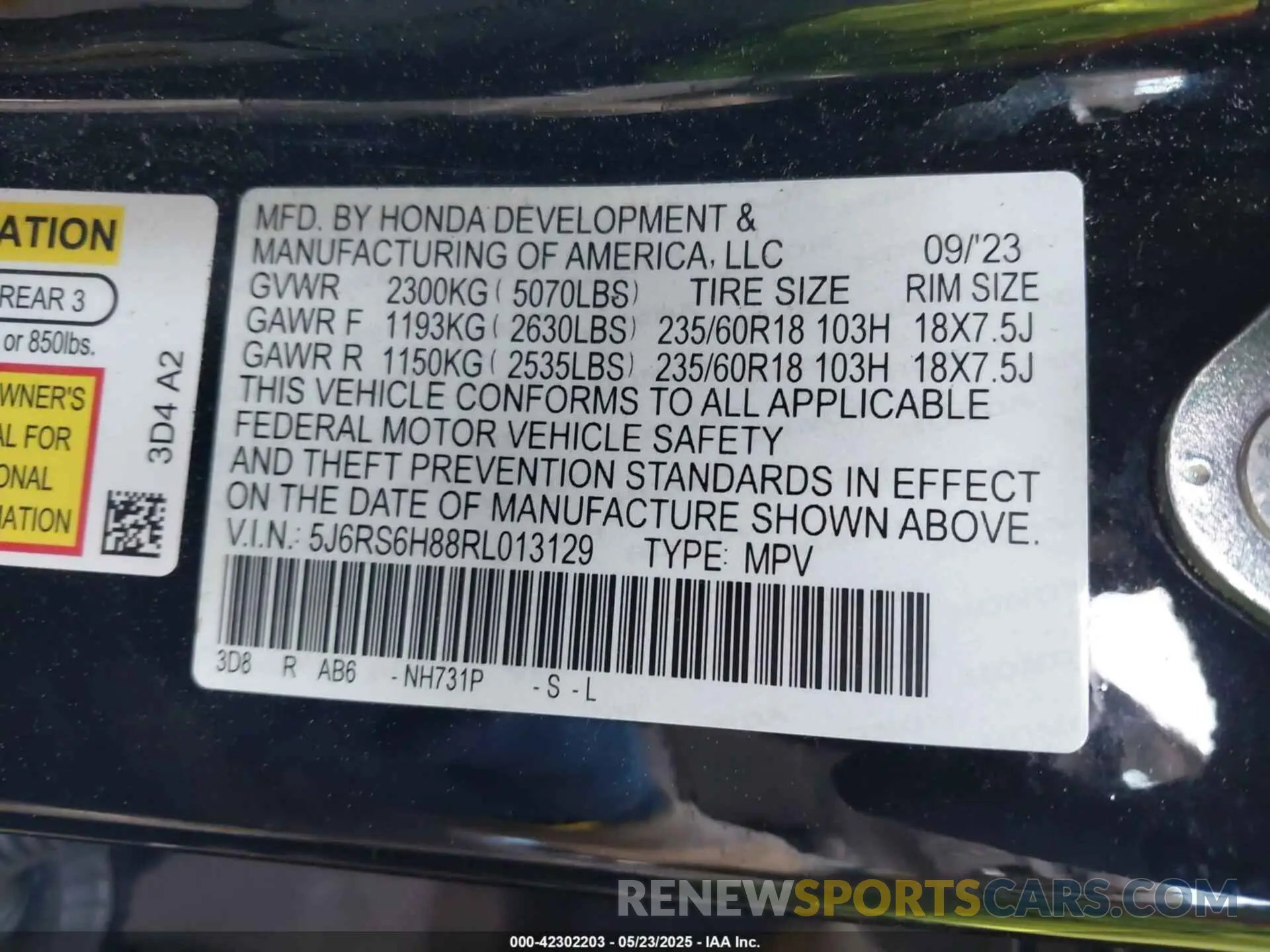 9 fotografías del automóvil dañado 5J6RS6H88RL013129 HONDA CR-V HYBRID 2024