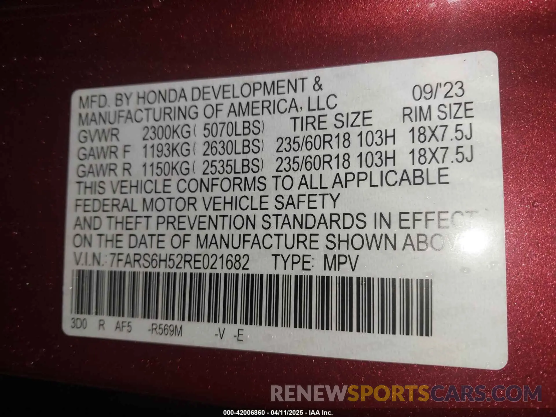 9 fotografías del automóvil dañado 7FARS6H52RE021682 HONDA CR-V HYBRID 2024
