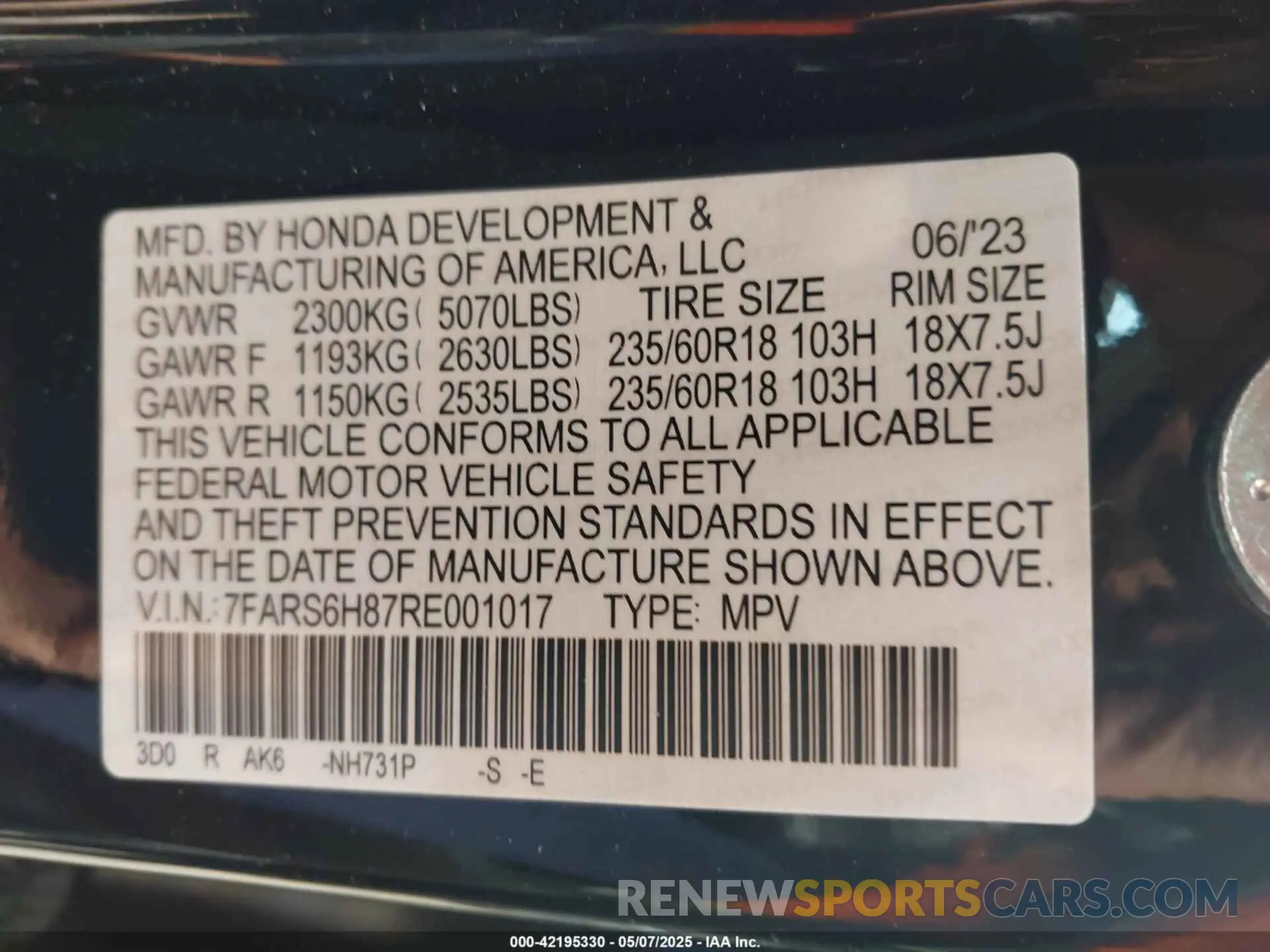 9 fotografías del automóvil dañado 7FARS6H87RE001017 HONDA CR-V HYBRID 2024
