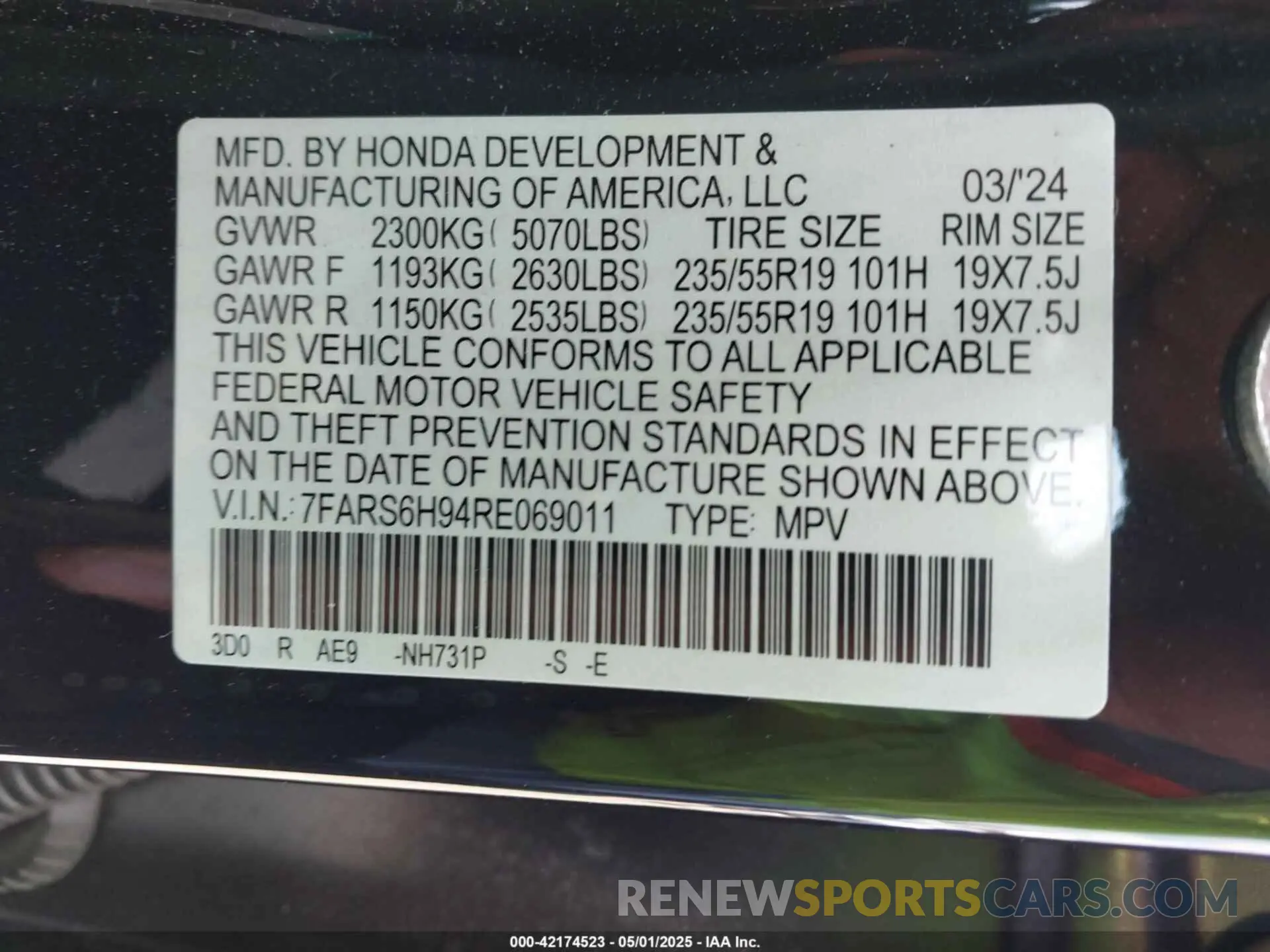 9 fotografías del automóvil dañado 7FARS6H94RE069011 HONDA CR-V HYBRID 2024