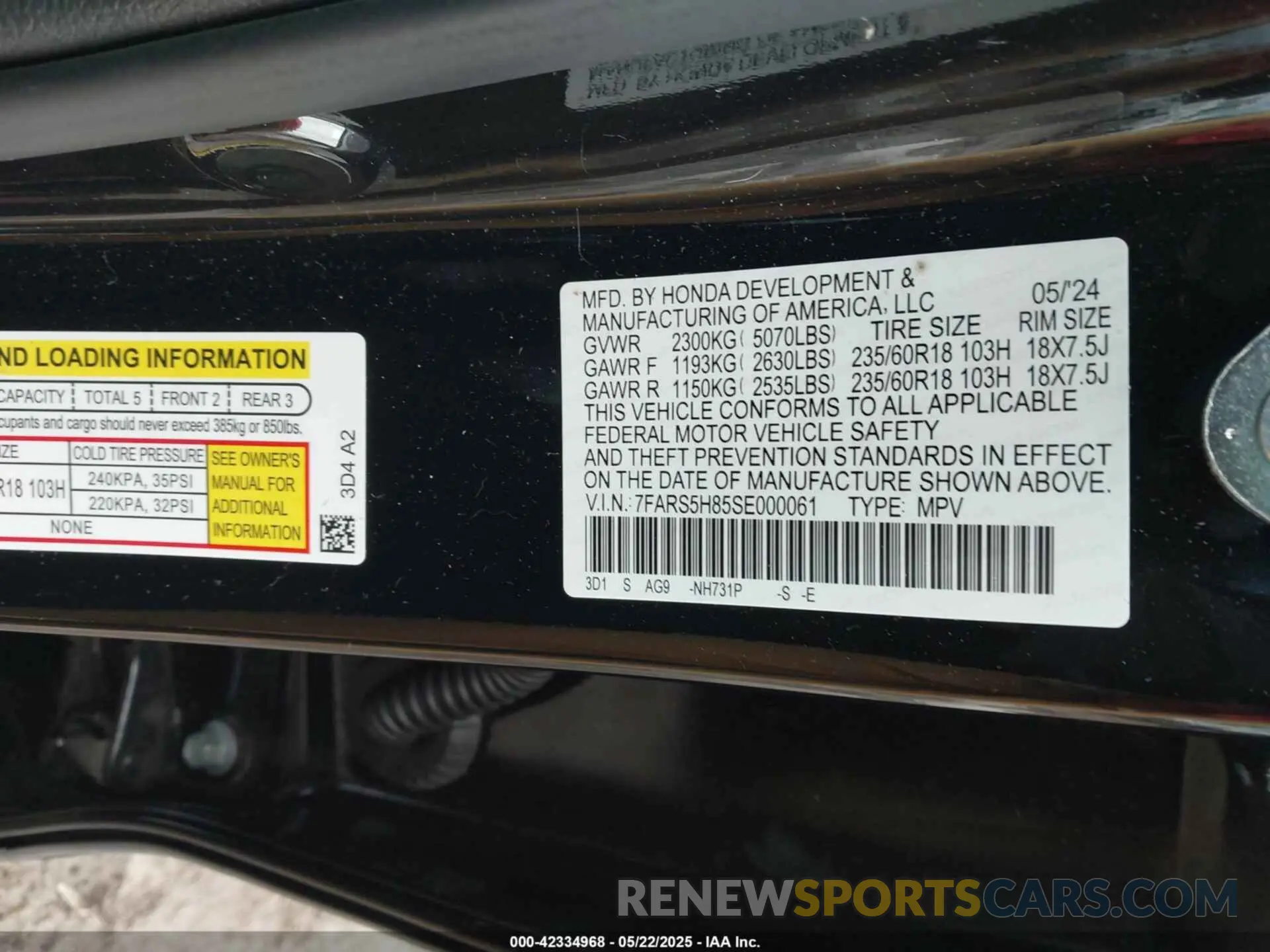 9 fotografías del automóvil dañado 7FARS5H85SE000061 HONDA CR-V HYBRID 2025