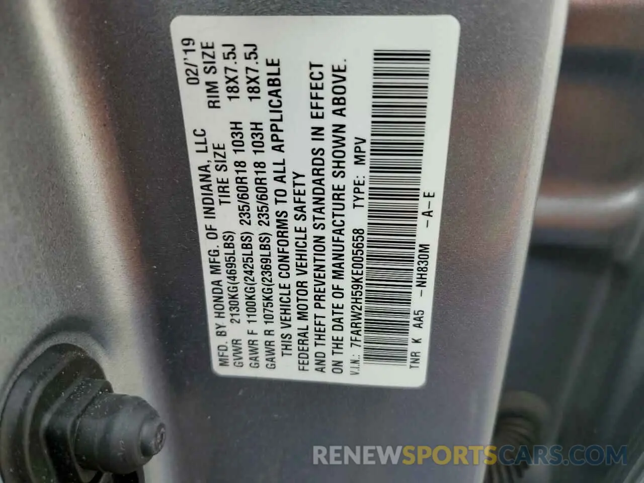 13 fotografías del automóvil dañado 7FARW2H59KE005658 HONDA CRV 2019