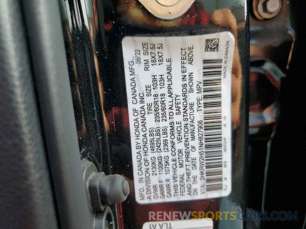 13 fotografías del automóvil dañado 2HKRW2H58LH687687 HONDA CRV 2020