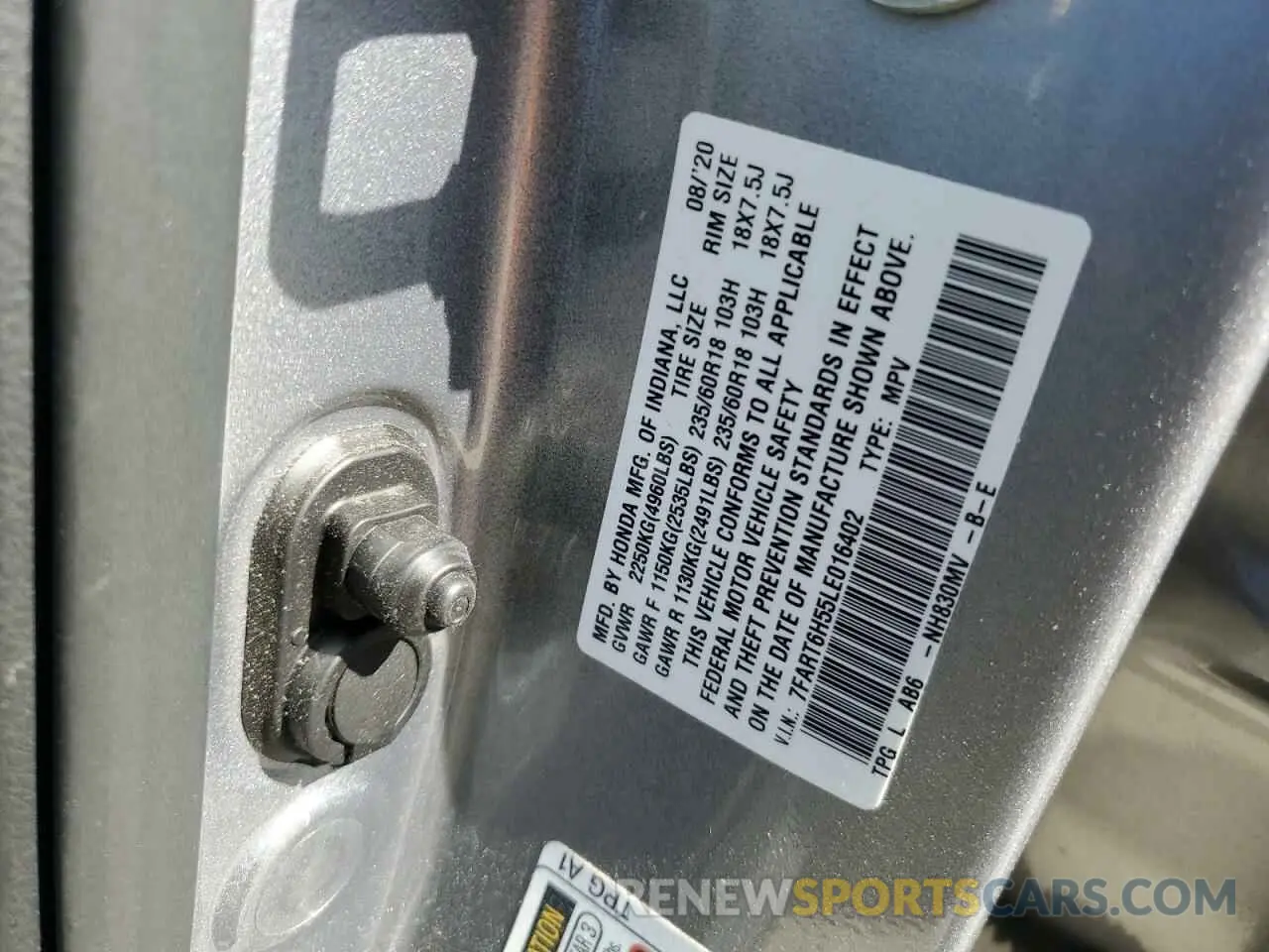 13 fotografías del automóvil dañado 7FART6H55LE016402 HONDA CRV 2020