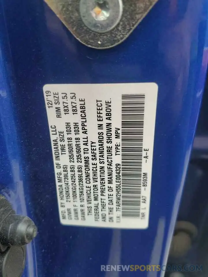 13 fotografías del automóvil dañado 7FARW2H55LE004329 HONDA CRV 2020