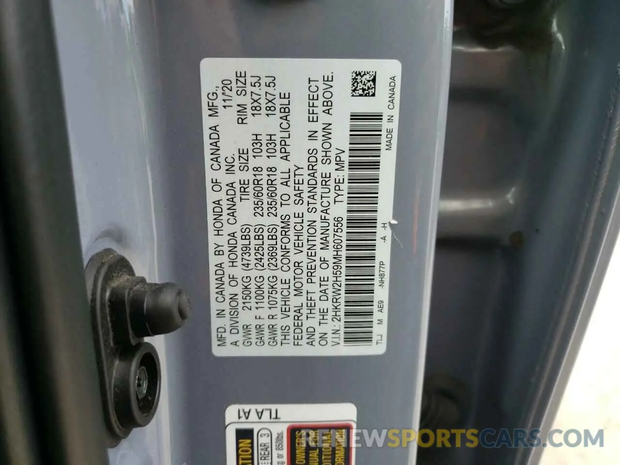 14 fotografías del automóvil dañado 2HKRW2H59MH607556 HONDA CRV 2021