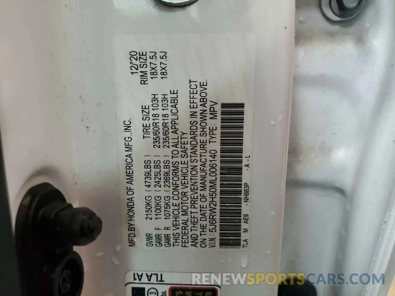 13 fotografías del automóvil dañado 5J6RW2H50ML006140 HONDA CRV 2021