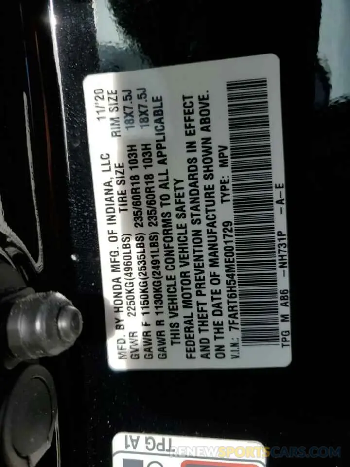 13 fotografías del automóvil dañado 7FART6H54ME001729 HONDA CRV 2021