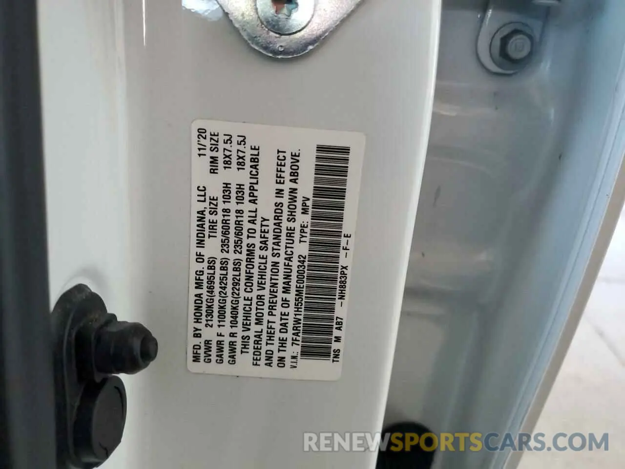 13 fotografías del automóvil dañado 7FARW1H55ME000342 HONDA CRV 2021