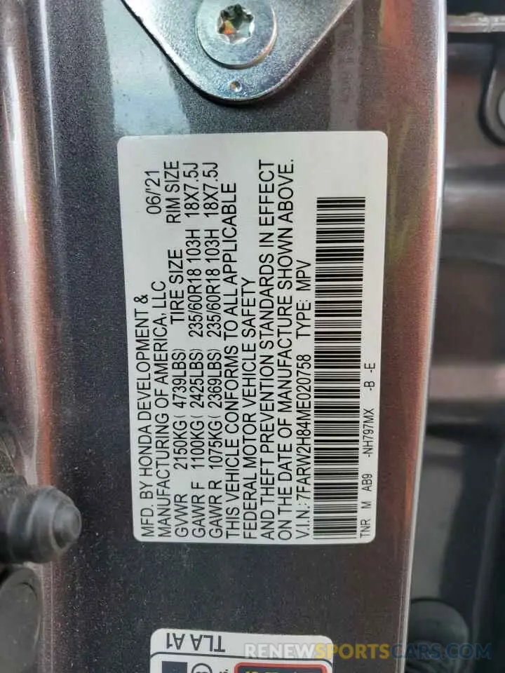14 fotografías del automóvil dañado 7FARW2H84ME020758 HONDA CRV 2021