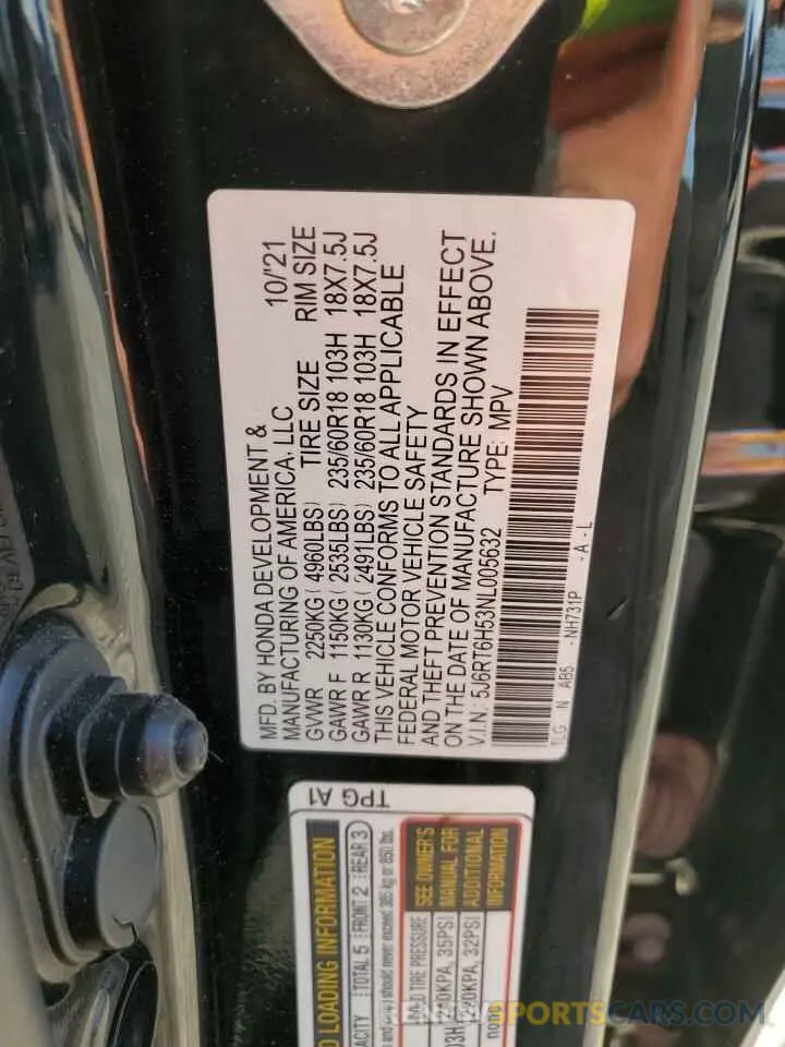 14 fotografías del automóvil dañado 5J6RT6H53NL005632 HONDA CRV 2022