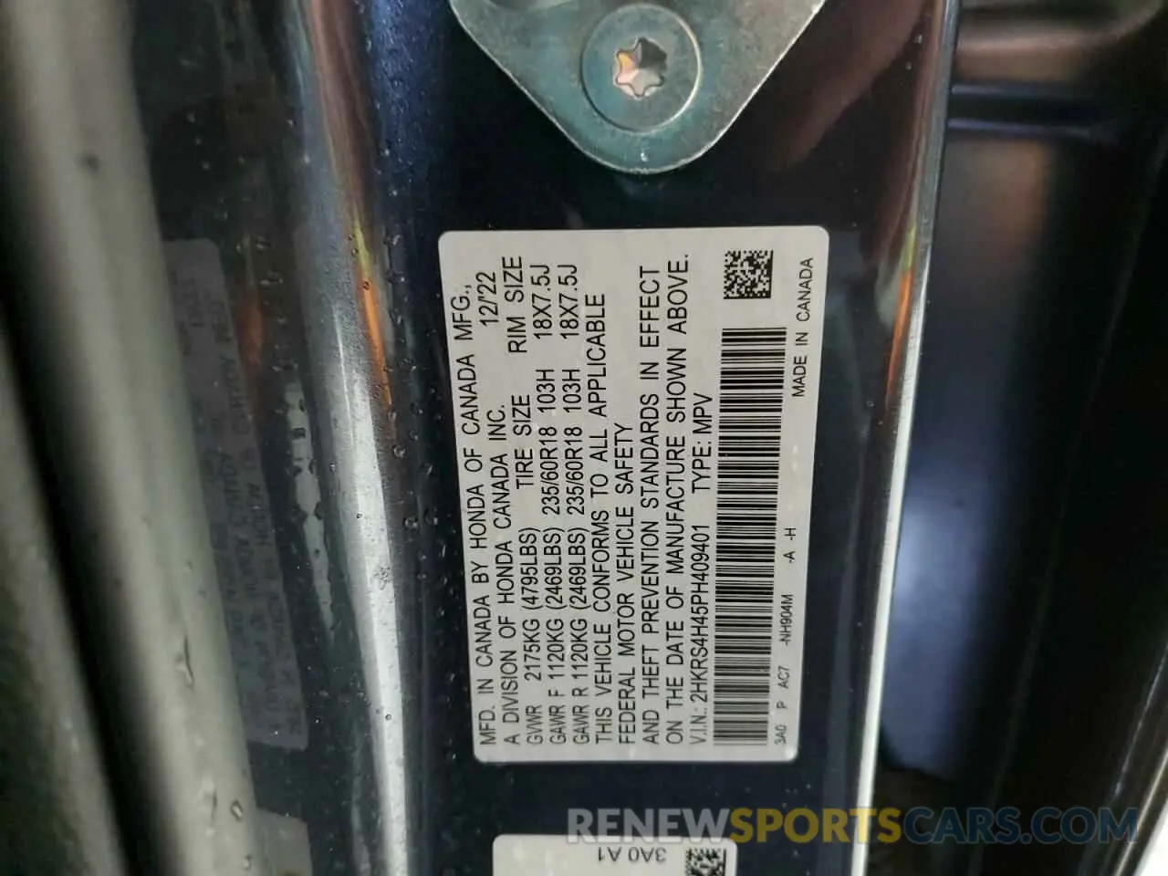 16 fotografías del automóvil dañado 2HKRS4H45PH409401 HONDA CRV 2023